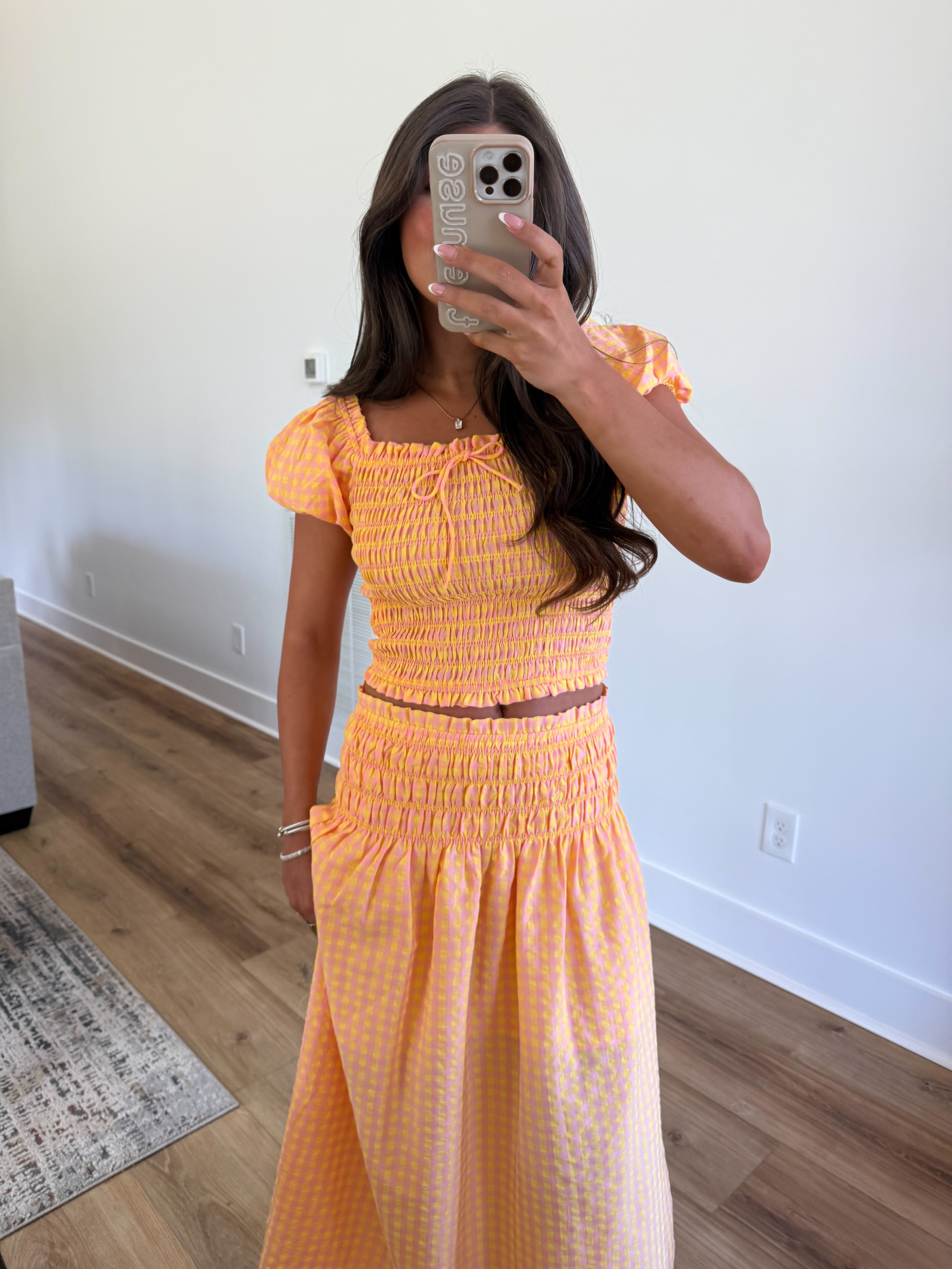 Pink/Orange Gingham Set