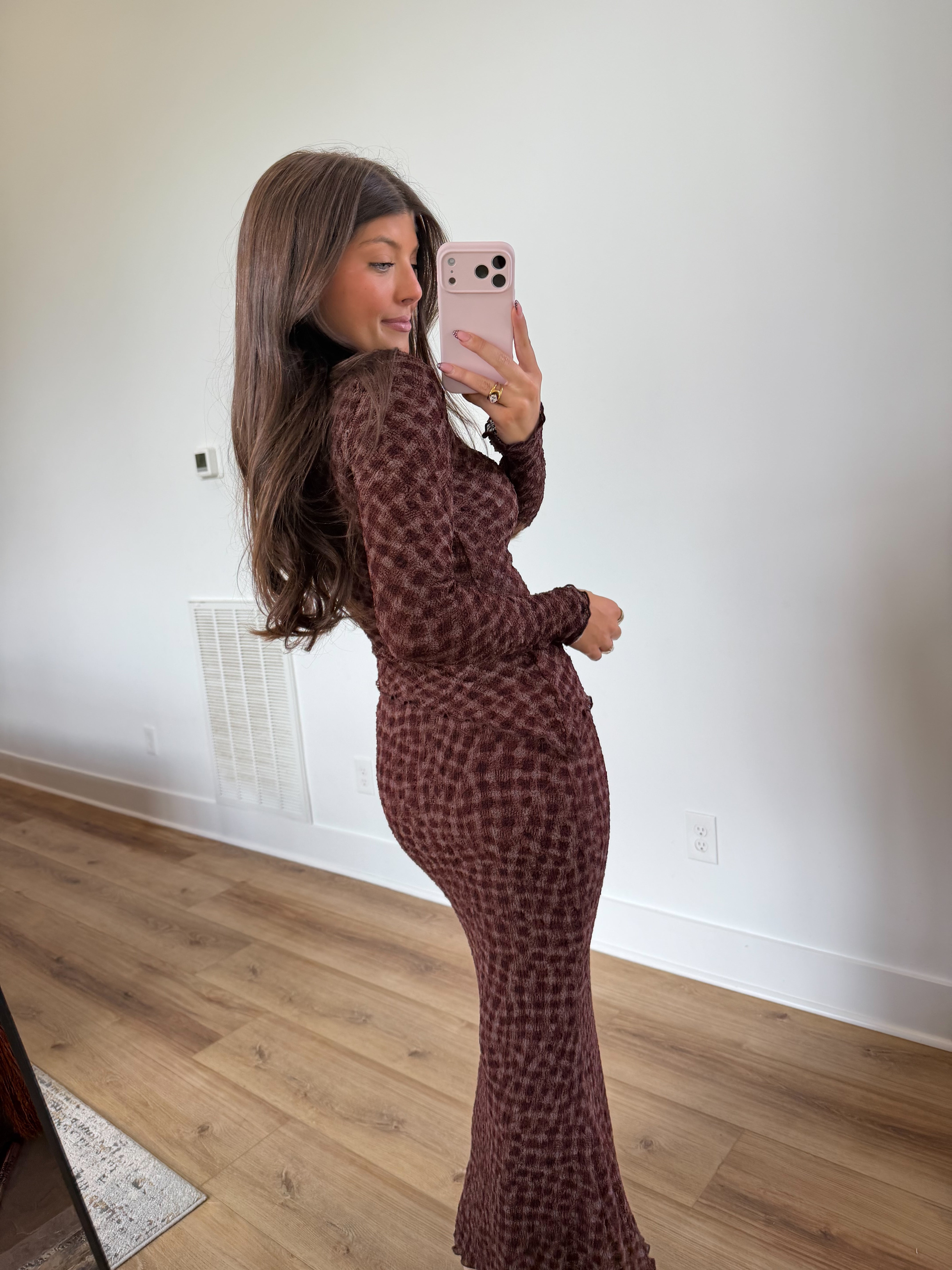 Coffee Gingham Set