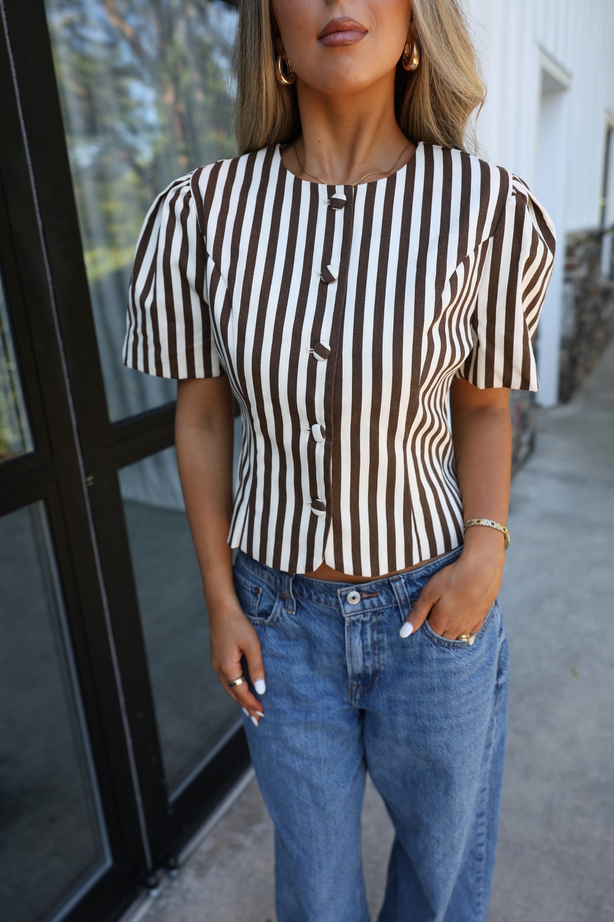 Row Stripe Top (Brown)