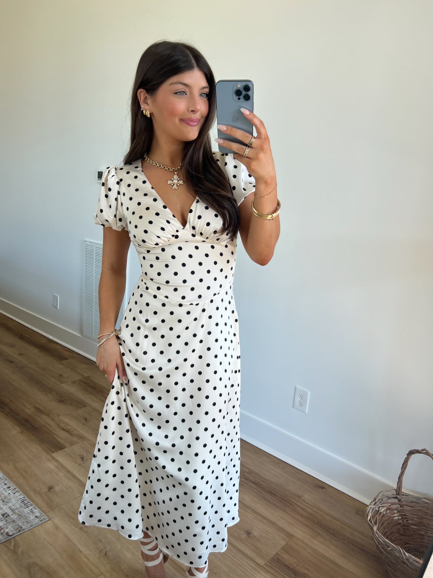 Emelie Polka-Dot Midi Dress