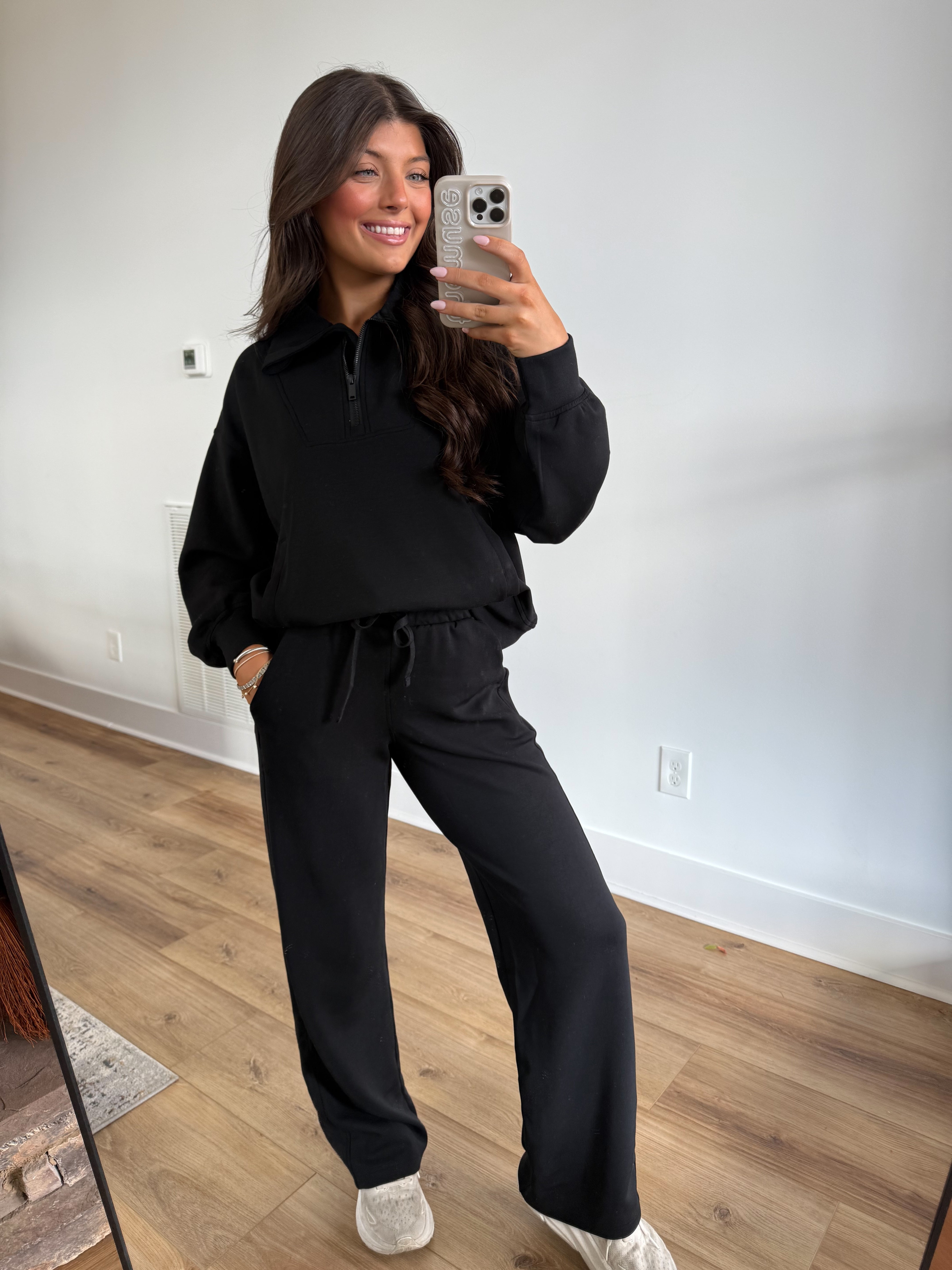 Butter Luxe Lounge Quarter Zip Set (Black)