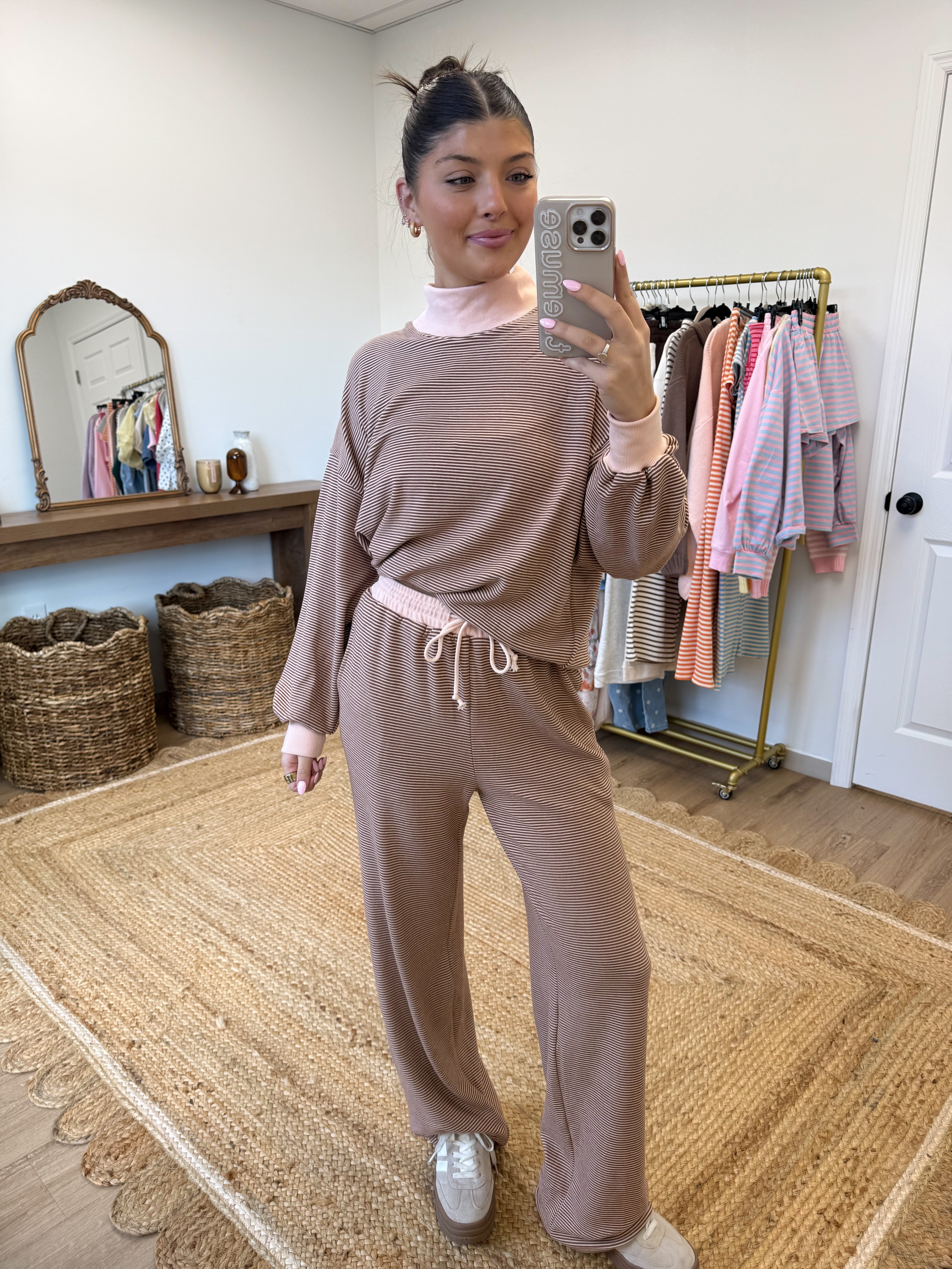 Latte Stripe Lounge Set