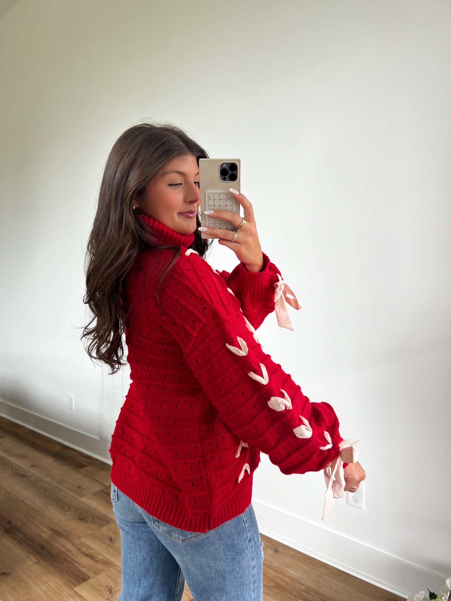 Red Festive Turtle Neck Sweater