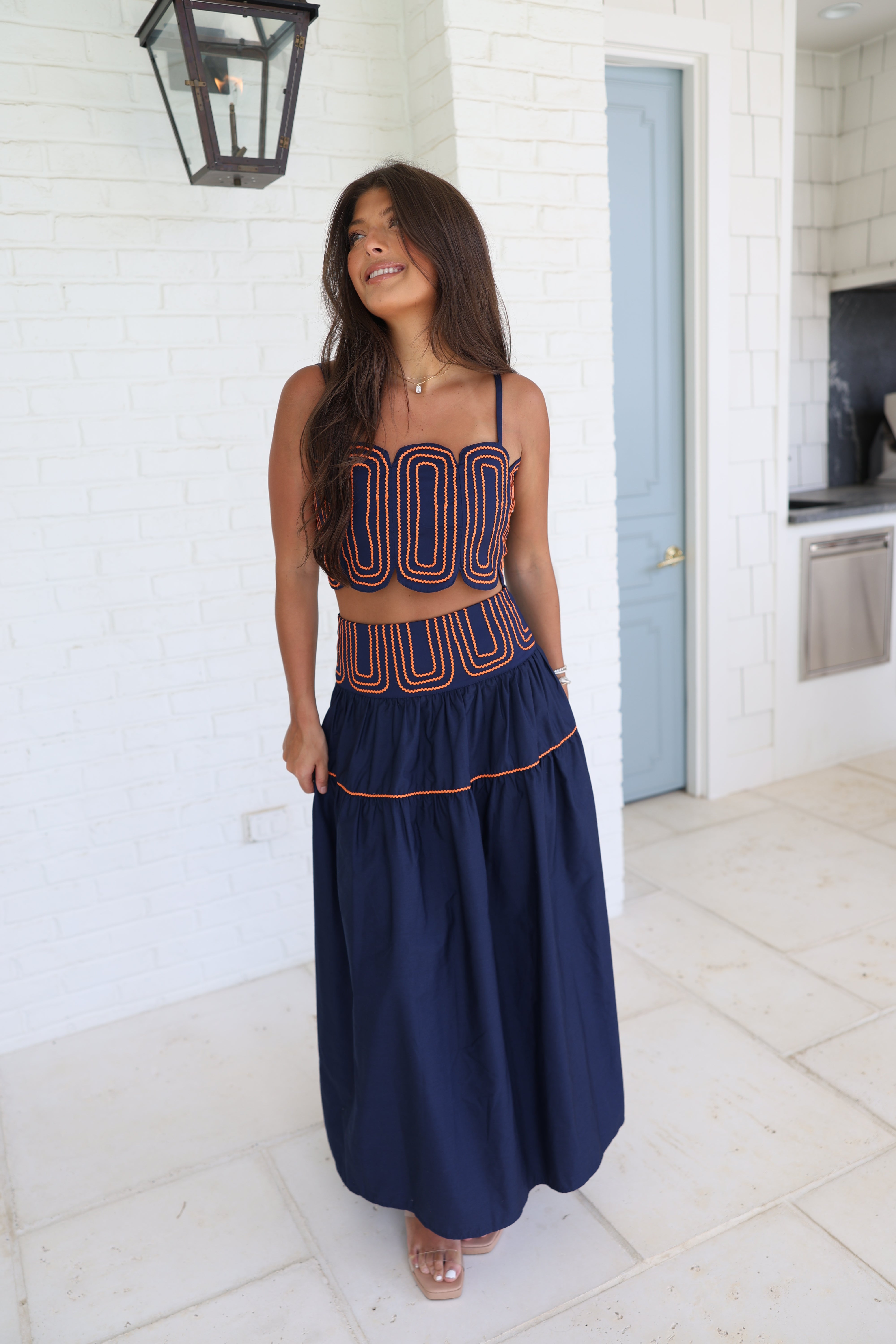 Saturday Scallop Set (Navy/Orange)