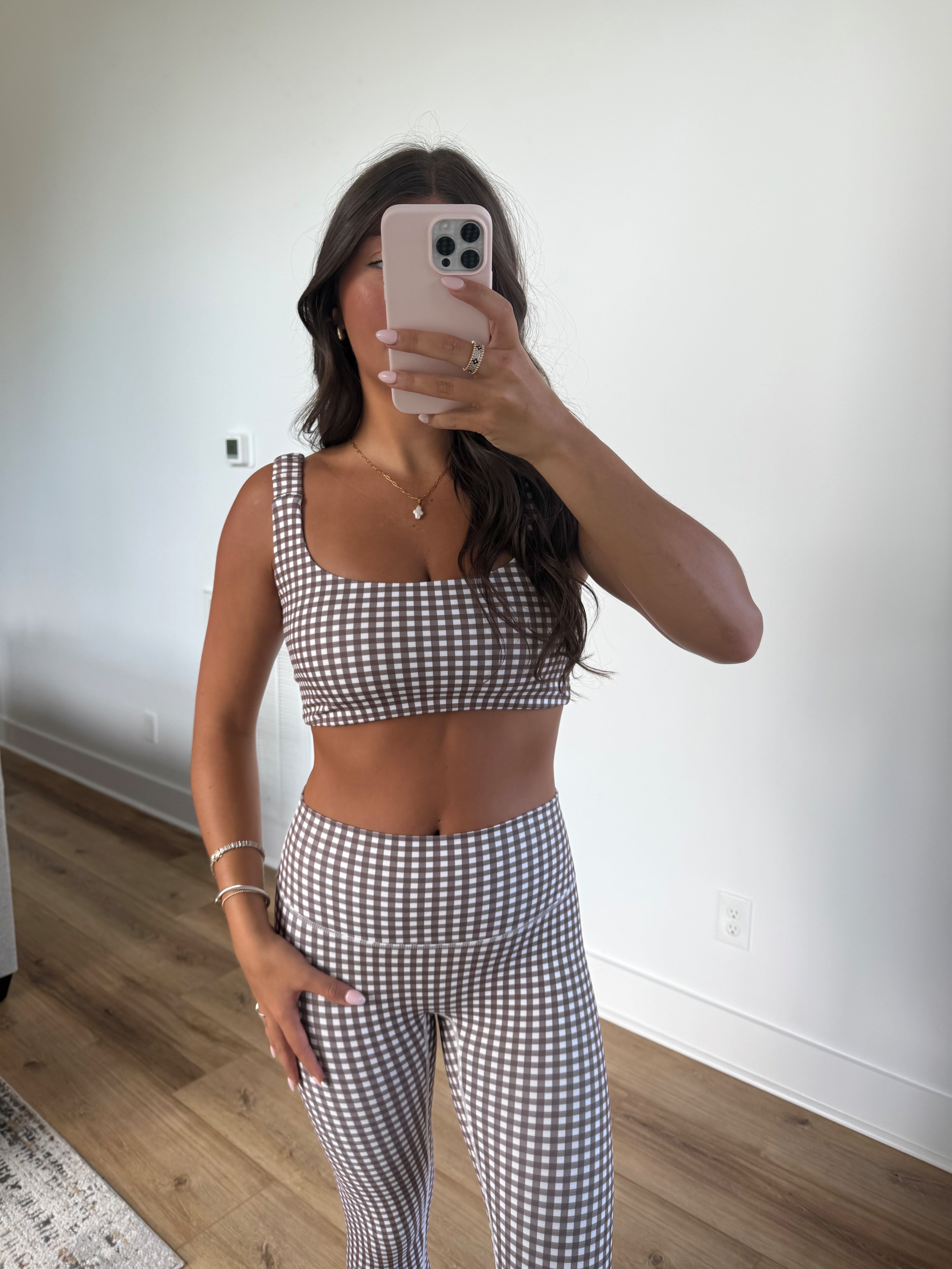 Brown Gingham Scrunched Bra