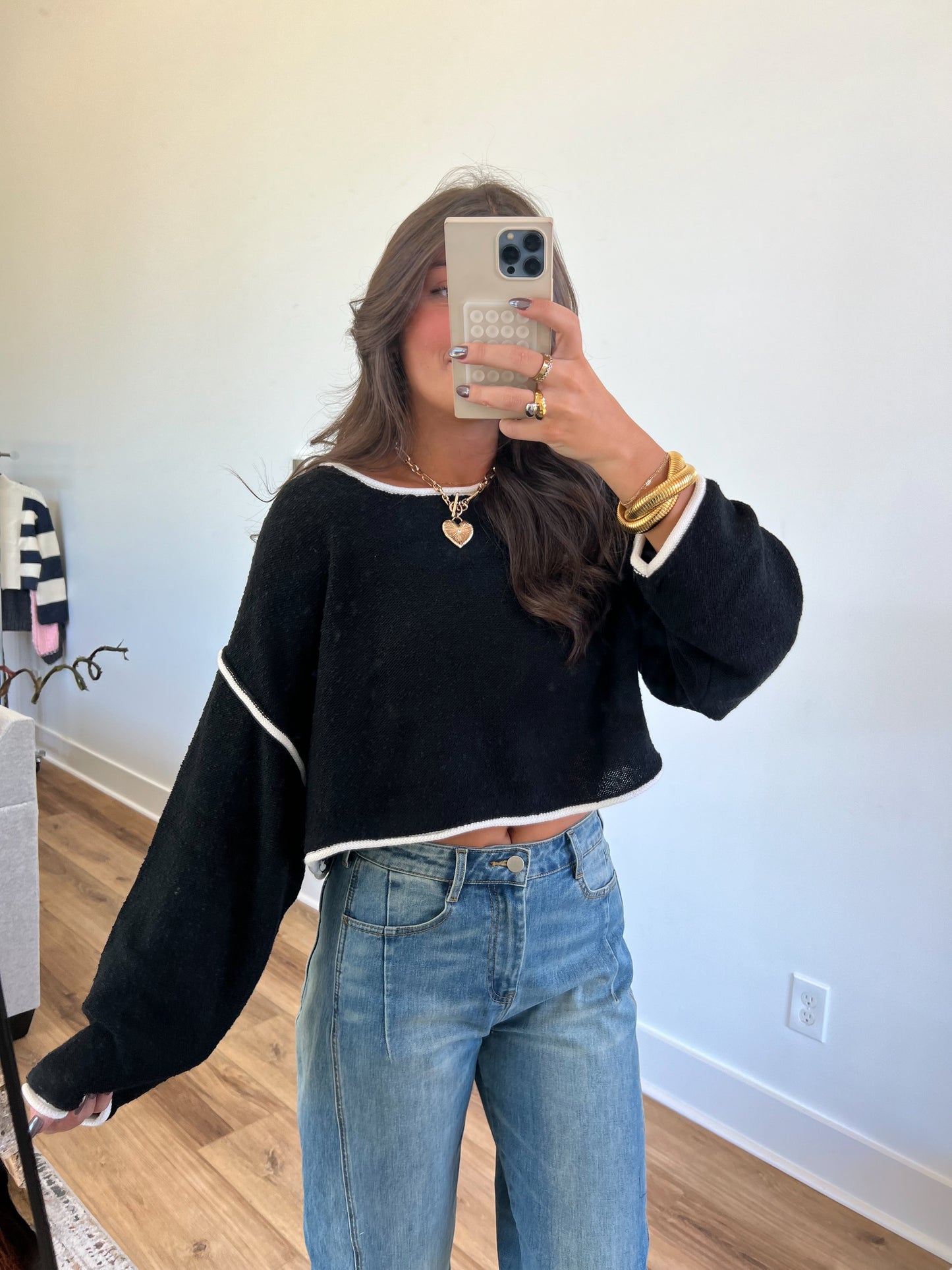 Black Boat Neck Sweater