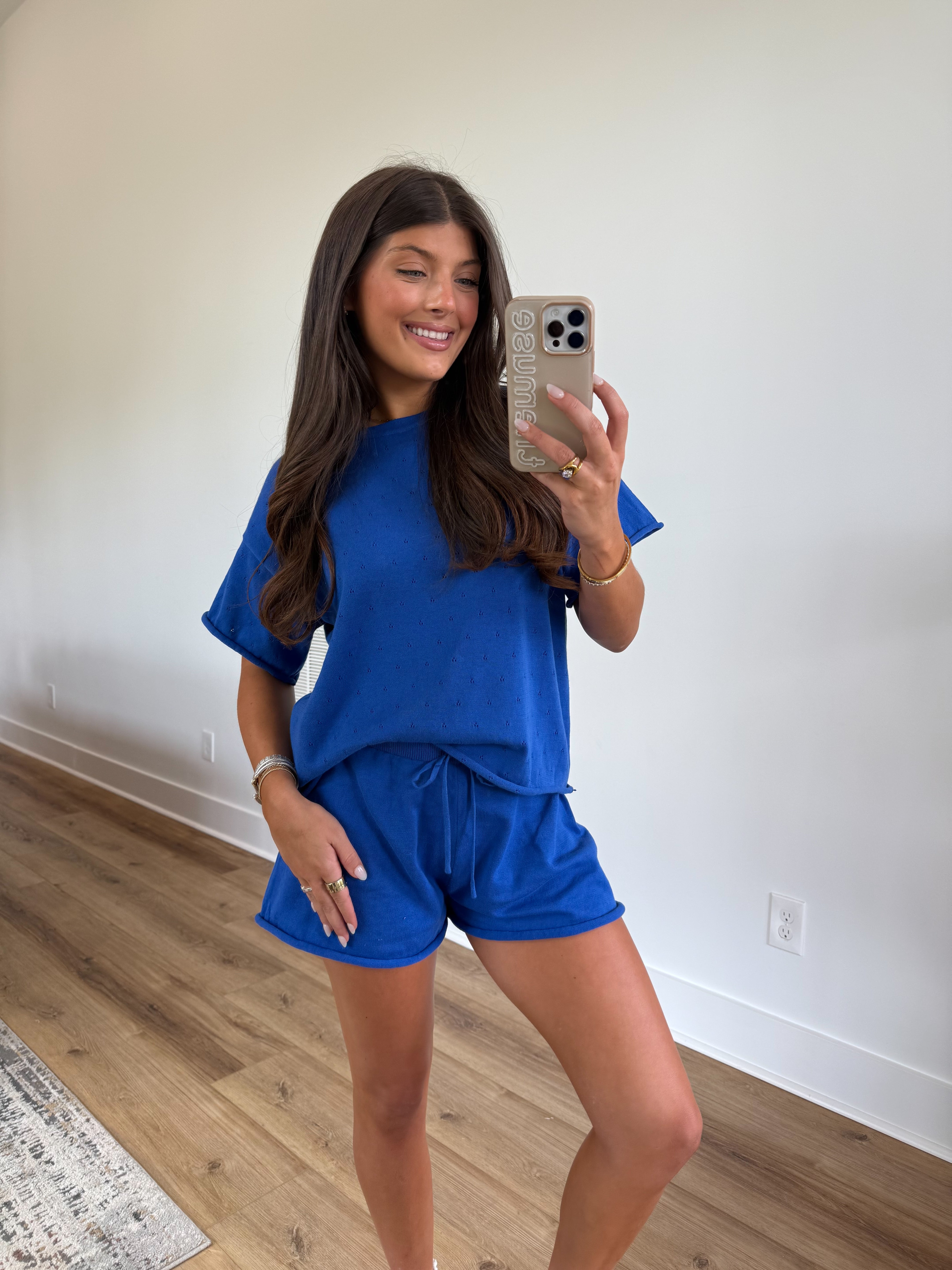 Royal Blue Pointelle Set