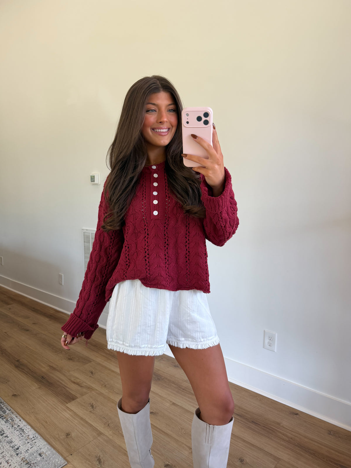 Burgundy Cable Knit Sweater