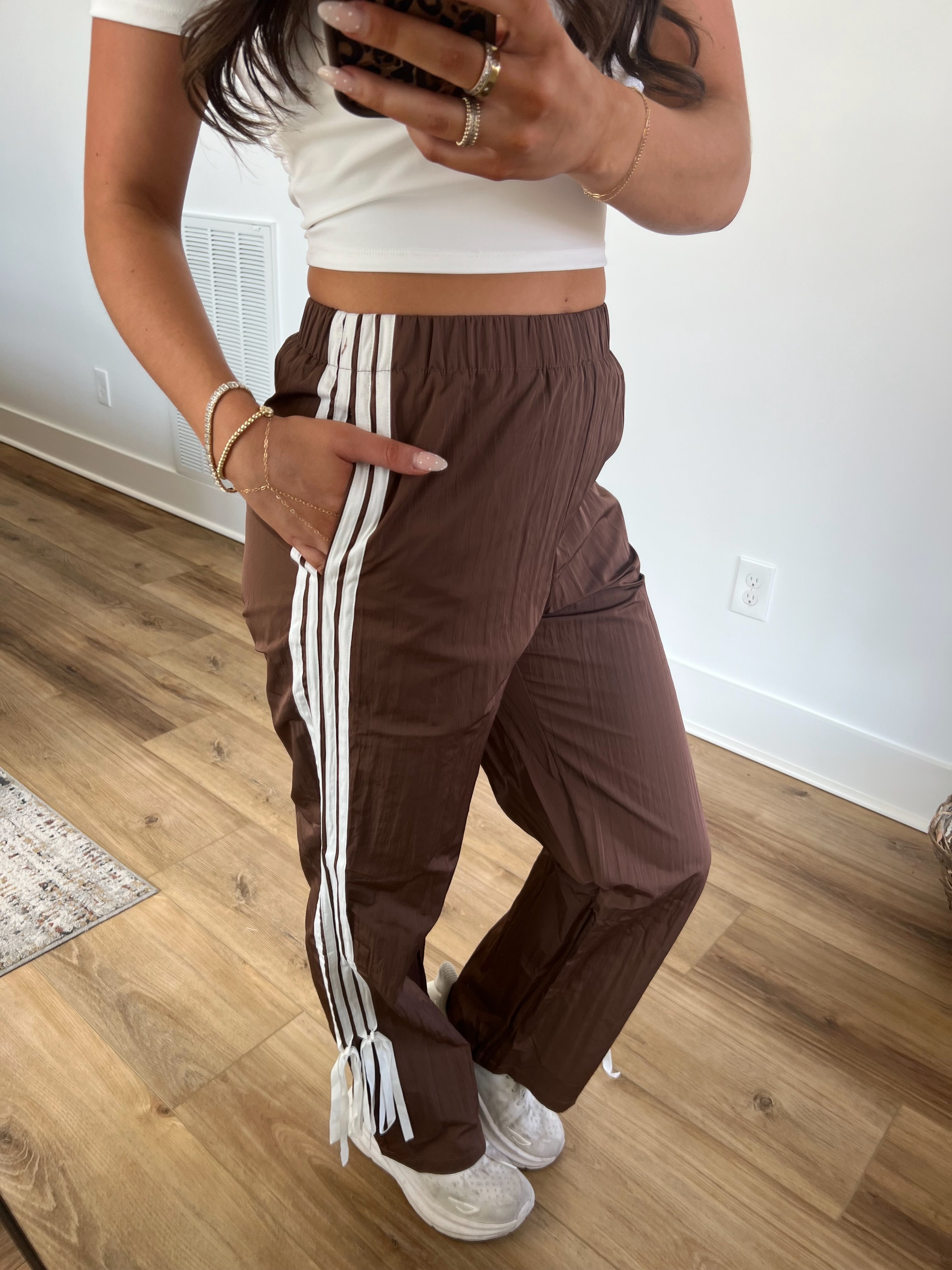 (Brown) Tate Bow Track Pants