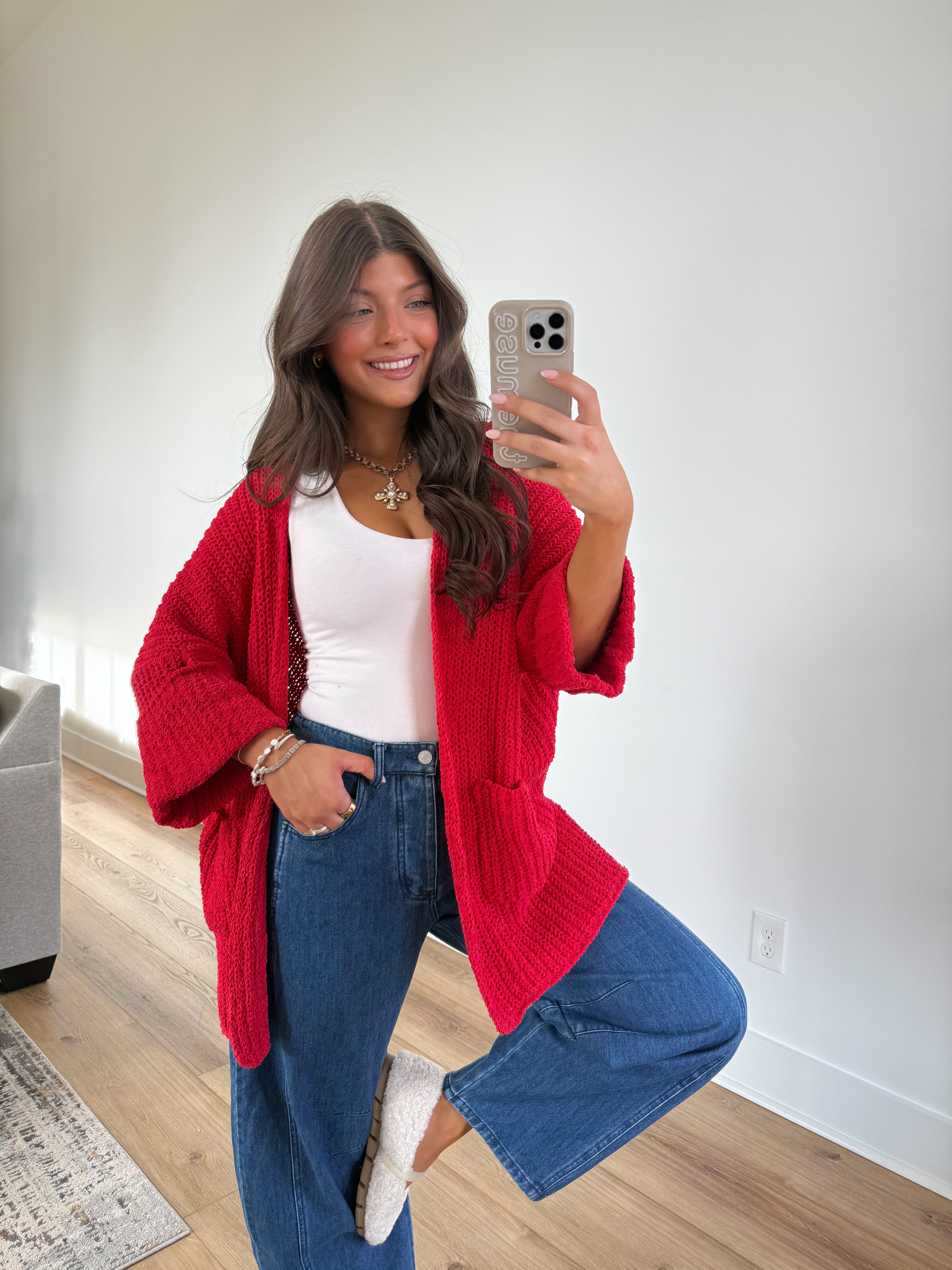 Oat Milk Cardigan (Red)