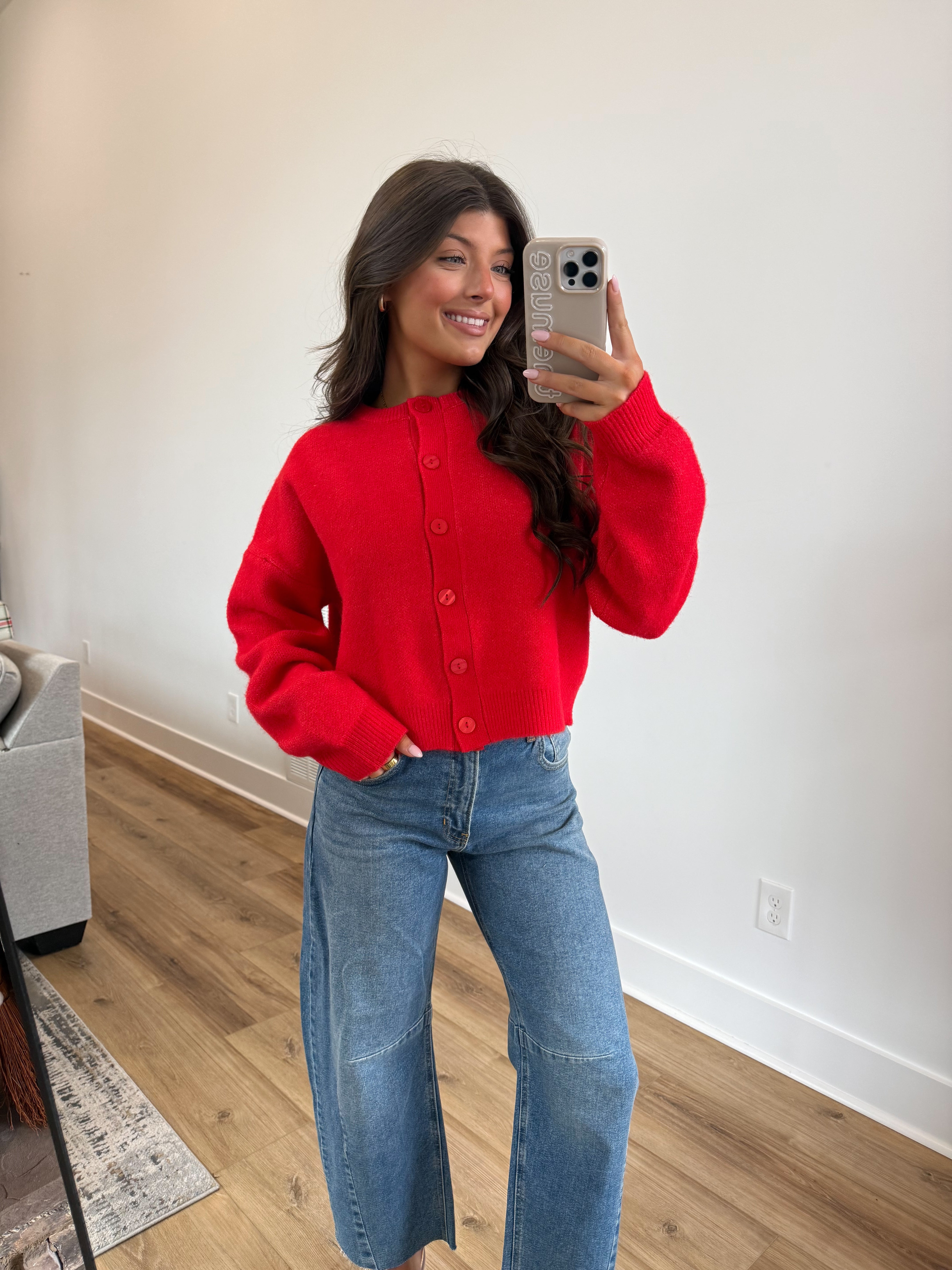 The Red Velvet Cardigan (Red Buttons)