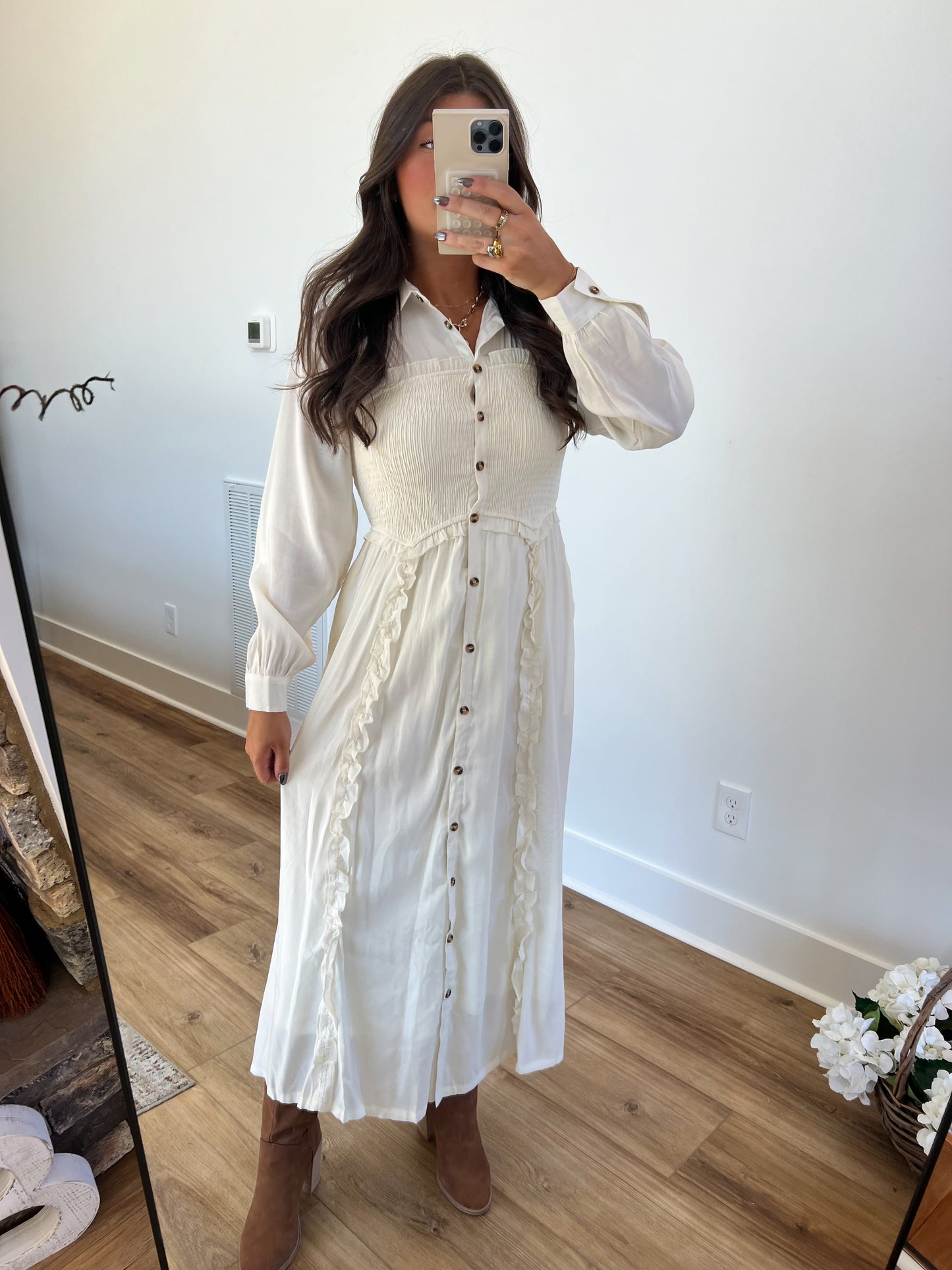 Cream Western Bodice Maxi Dress