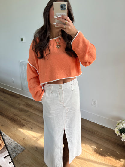 Orange Boat Neck Sweater