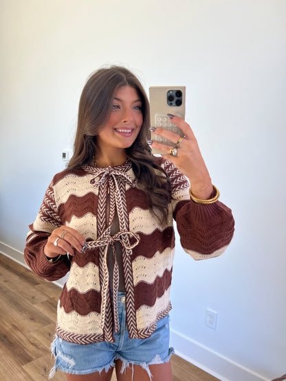 Maroon Waves Front Cardigan (PRE-ORDER/Restock)