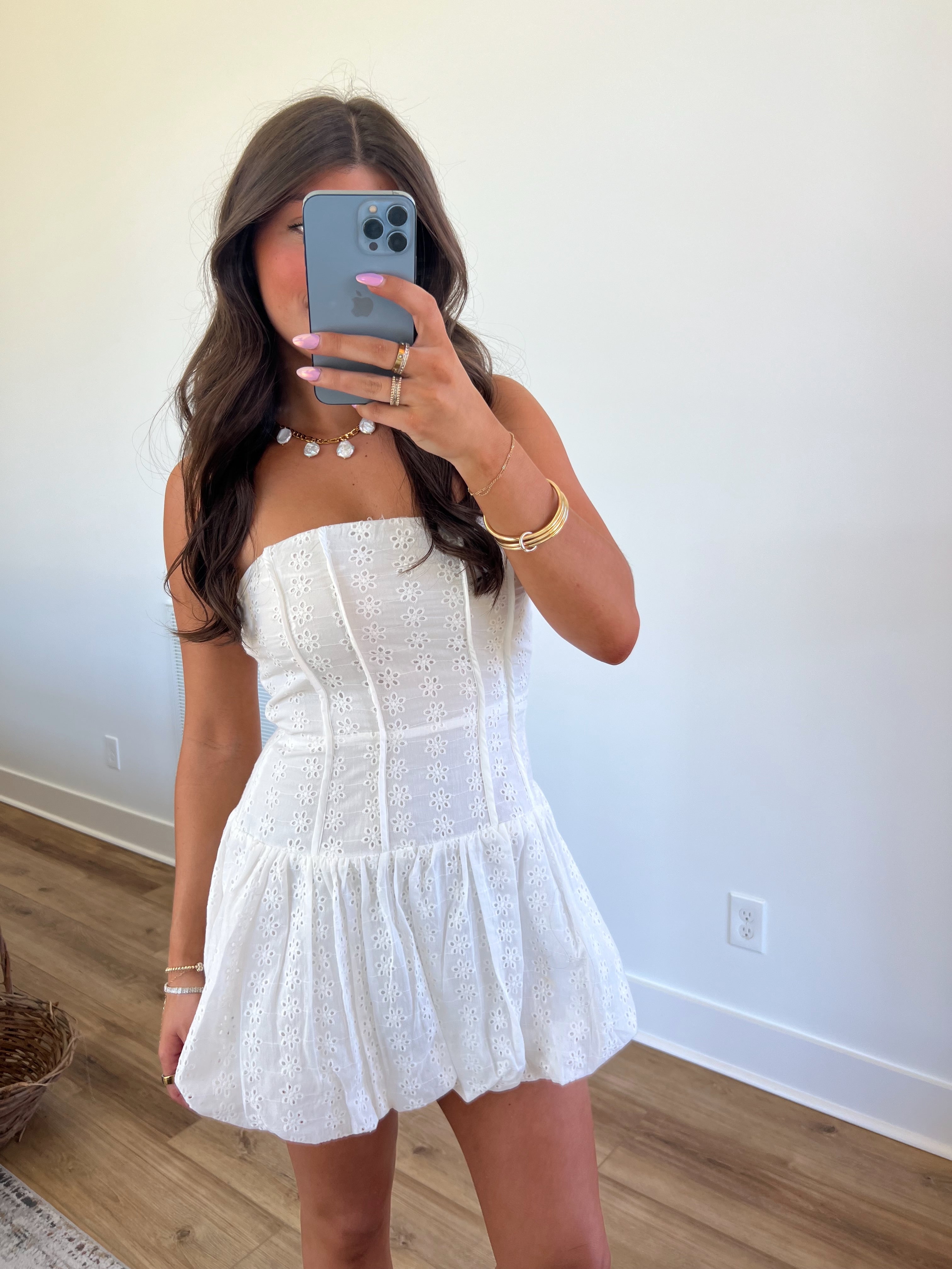 Classy Eyelet Mini Dress