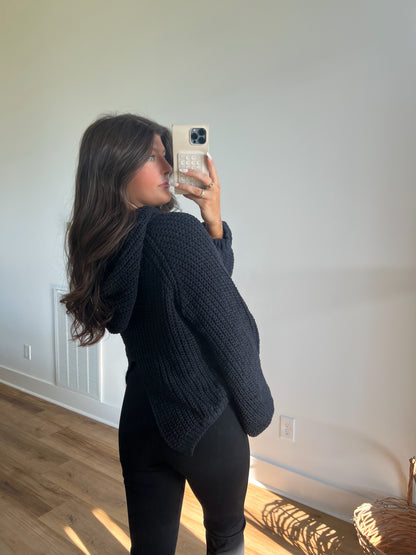 Navy Back Slit Sweater