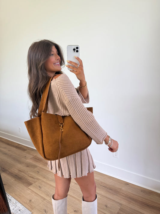 Caramel Suede Carryall