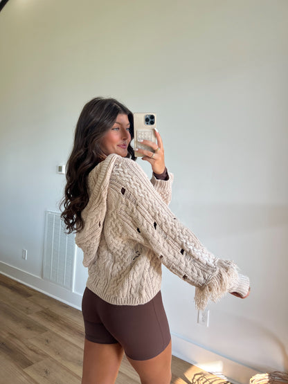 Distressed Fringe Sweater