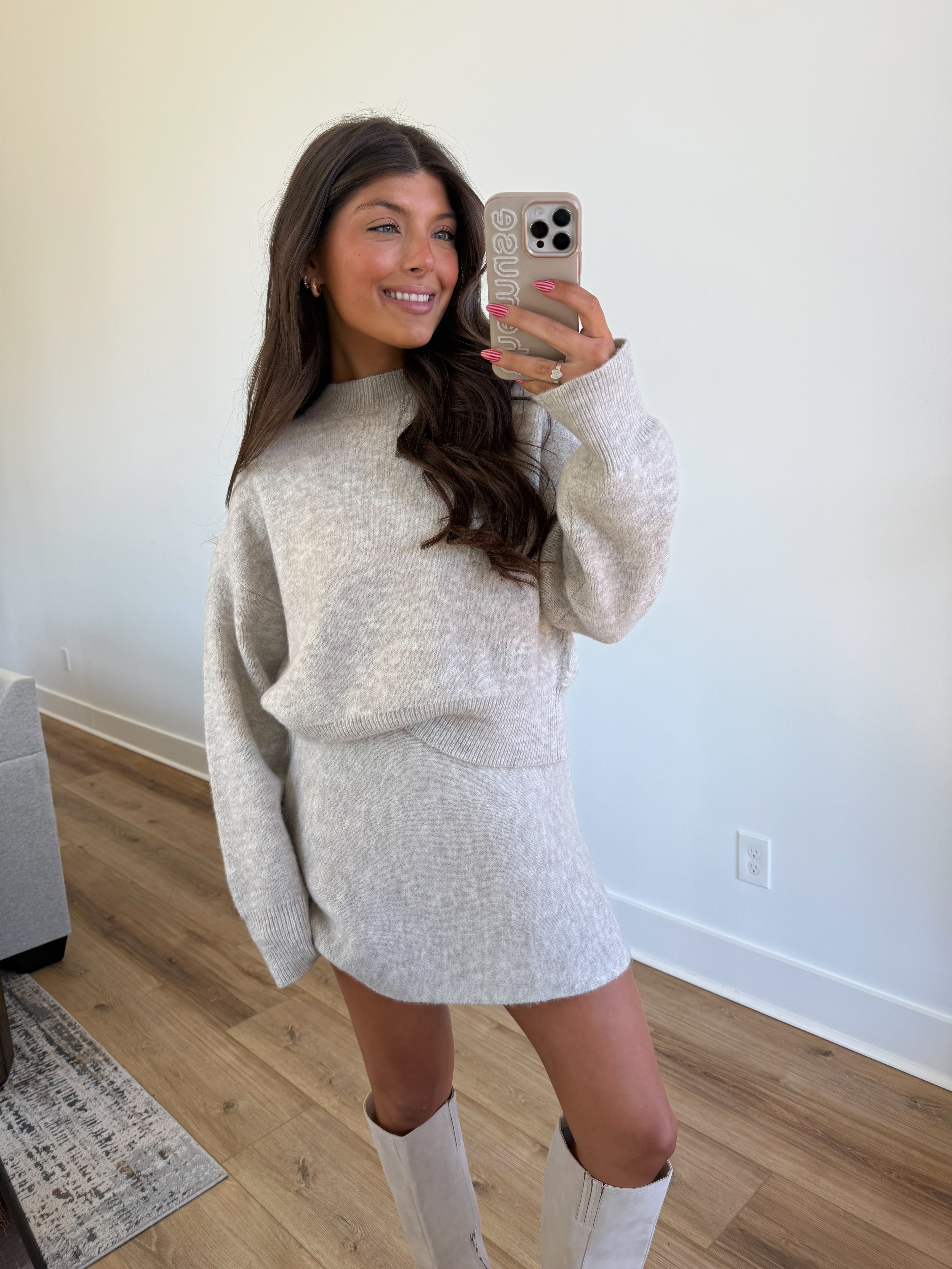 Heather Knit Sweater Set