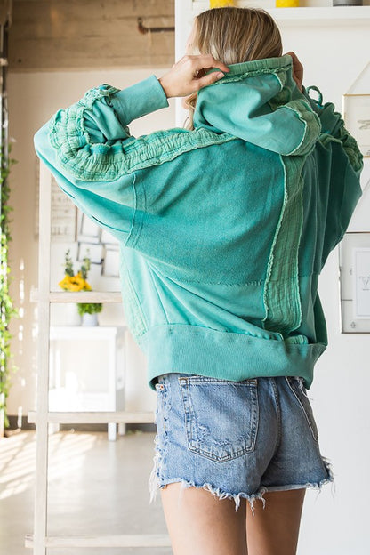 Teal Washed Zip-Up Jacket