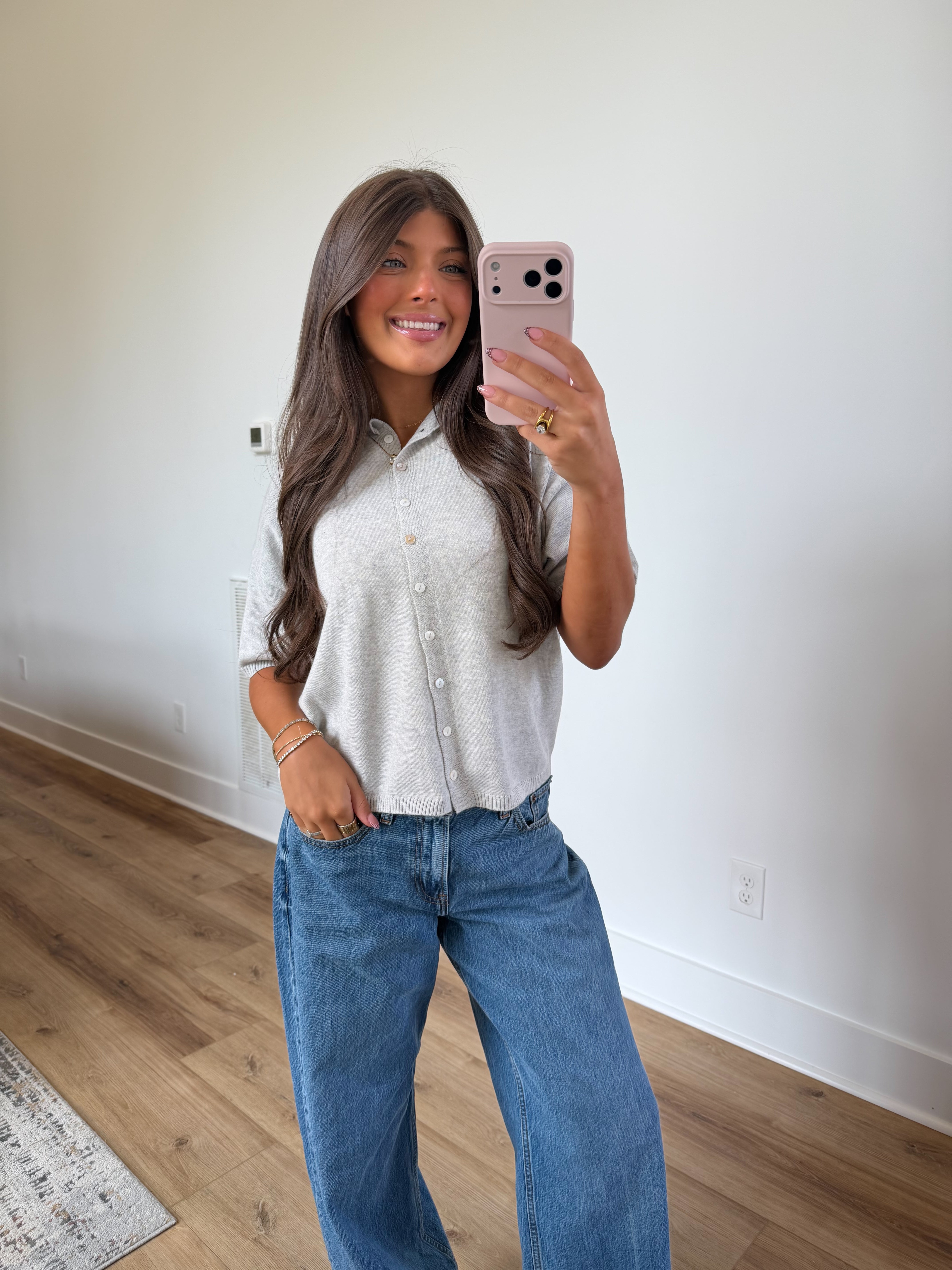 Grey Half-Sleeve Cardigan