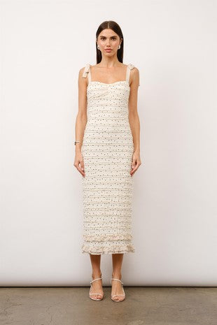 Henry Polka Dot Lace Ruffle Midi Dress