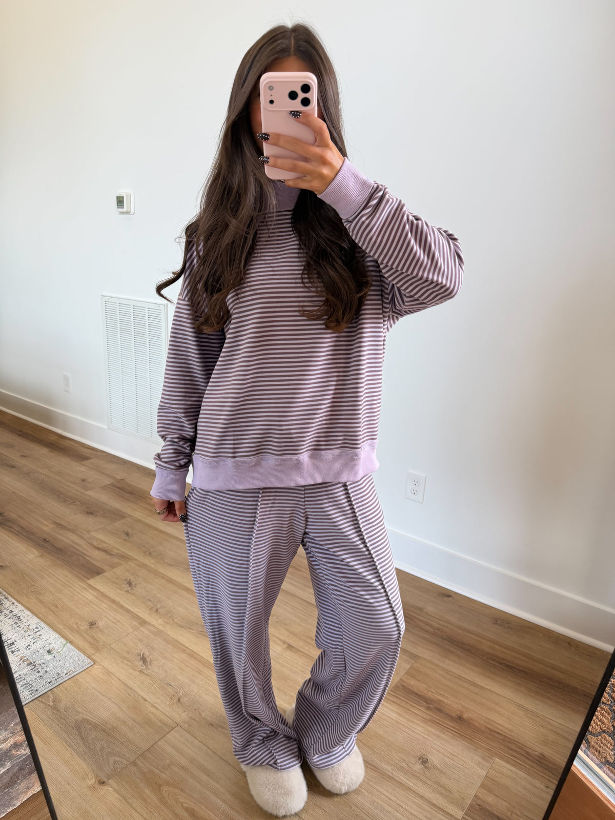 Lavender Stripe Mock Neck Set