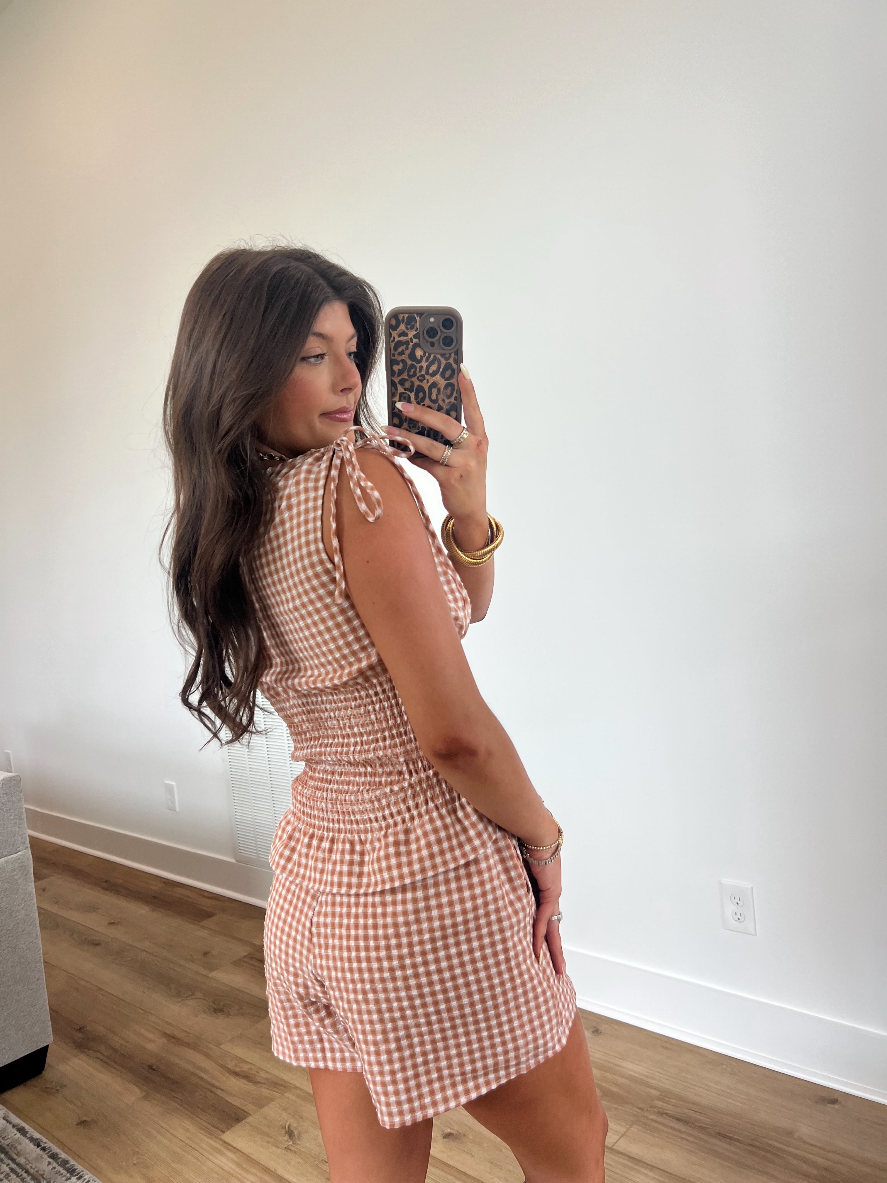 Plaid Fitted Waist Shorts Set