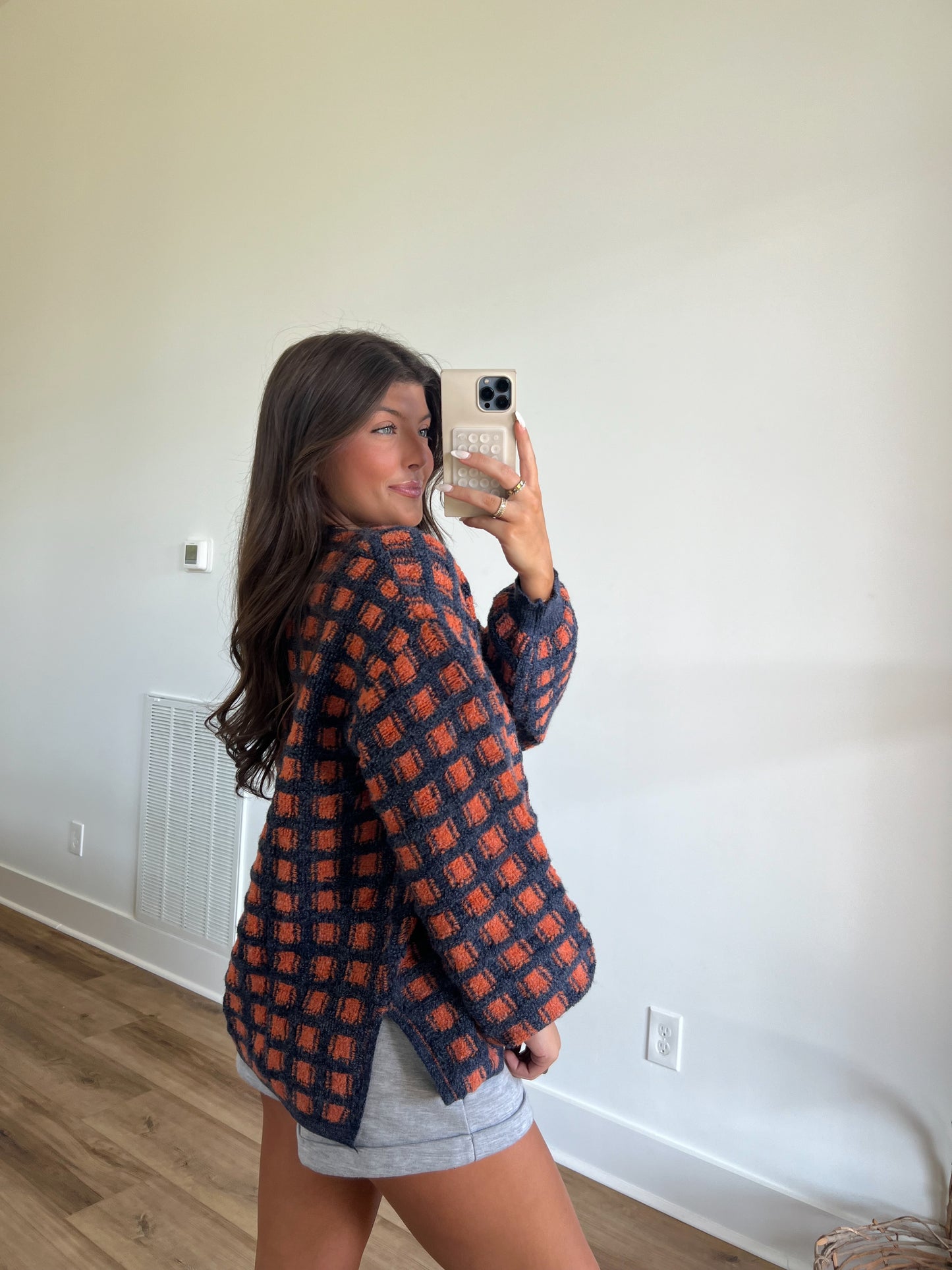 Blue/Orange Haddie Checkered Sweater