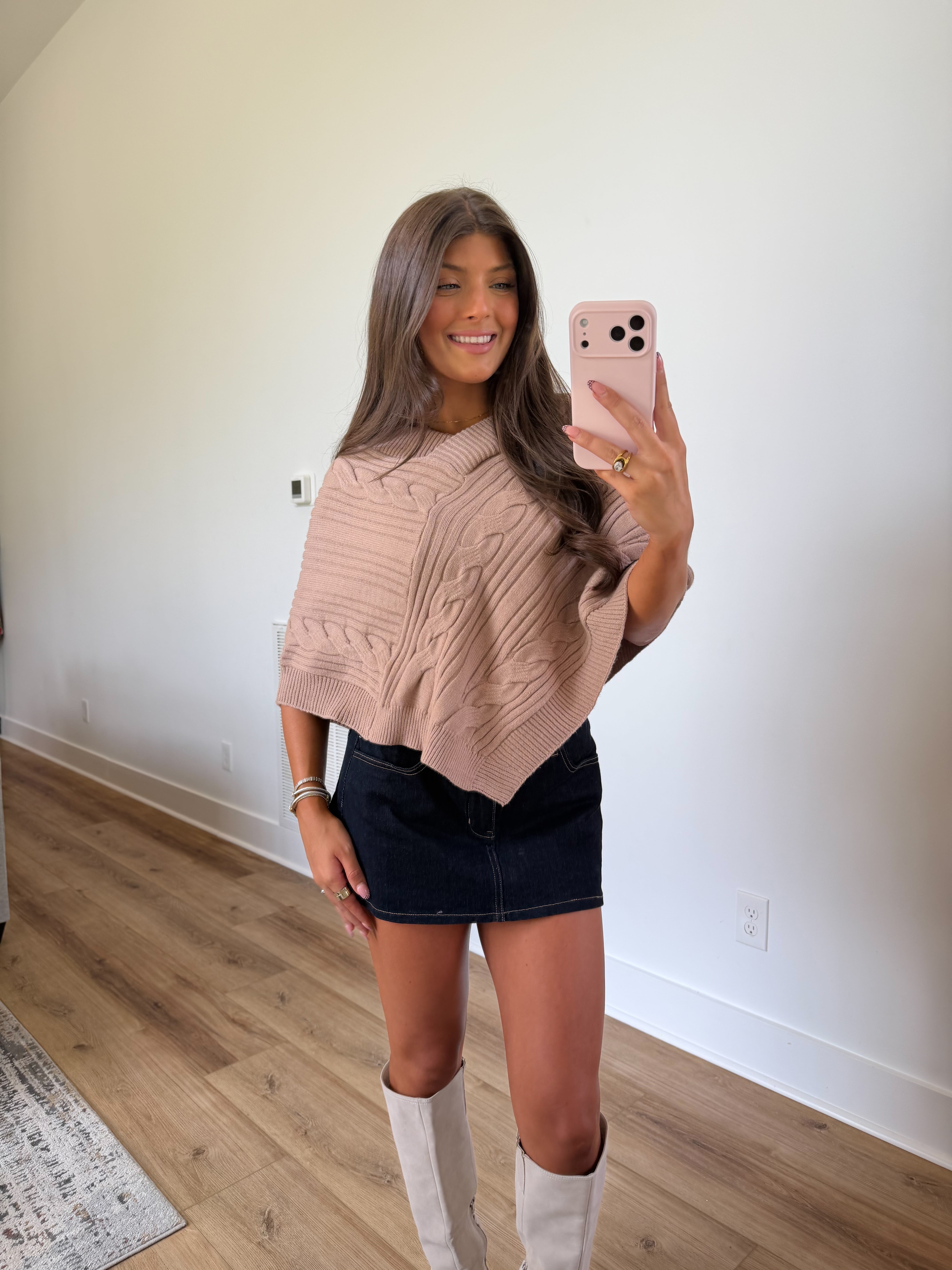 Camel Cable Poncho