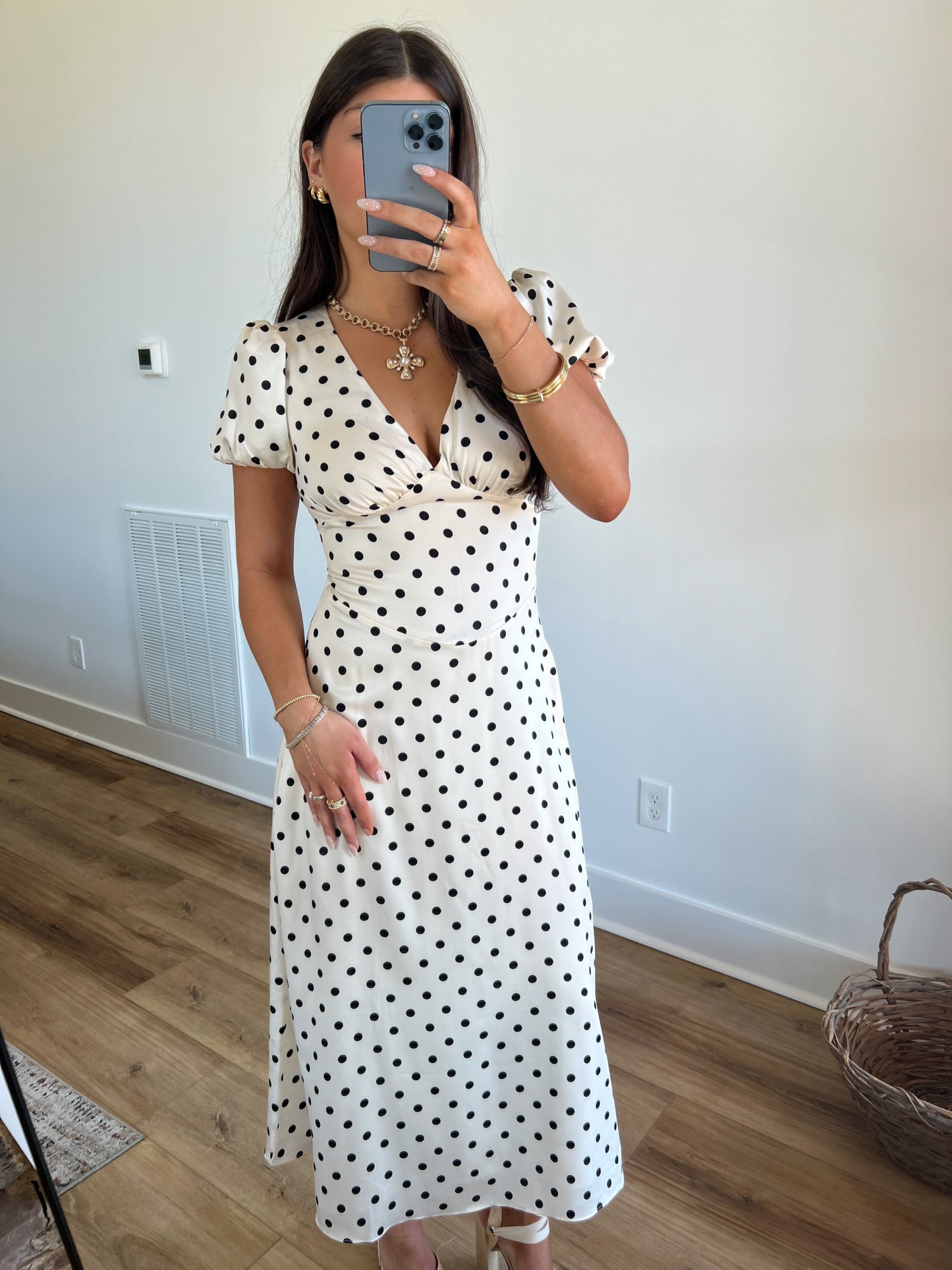 Emelie Polka-Dot Midi Dress