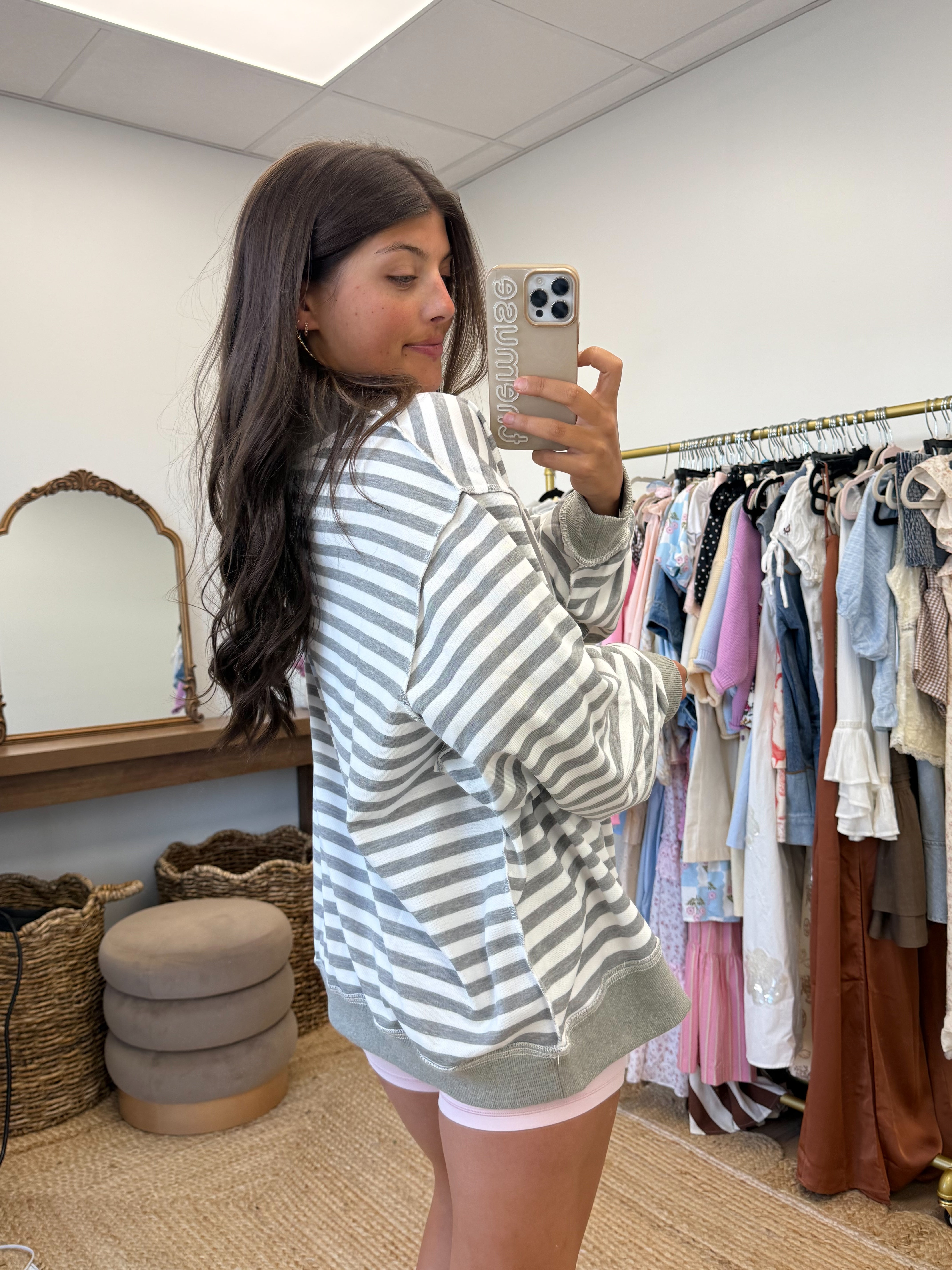 MAMA Mockneck (Grey Stripes)