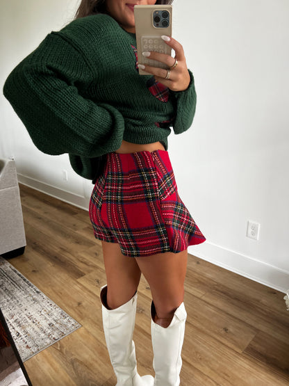 Plaid Ruffle Wrap Skort