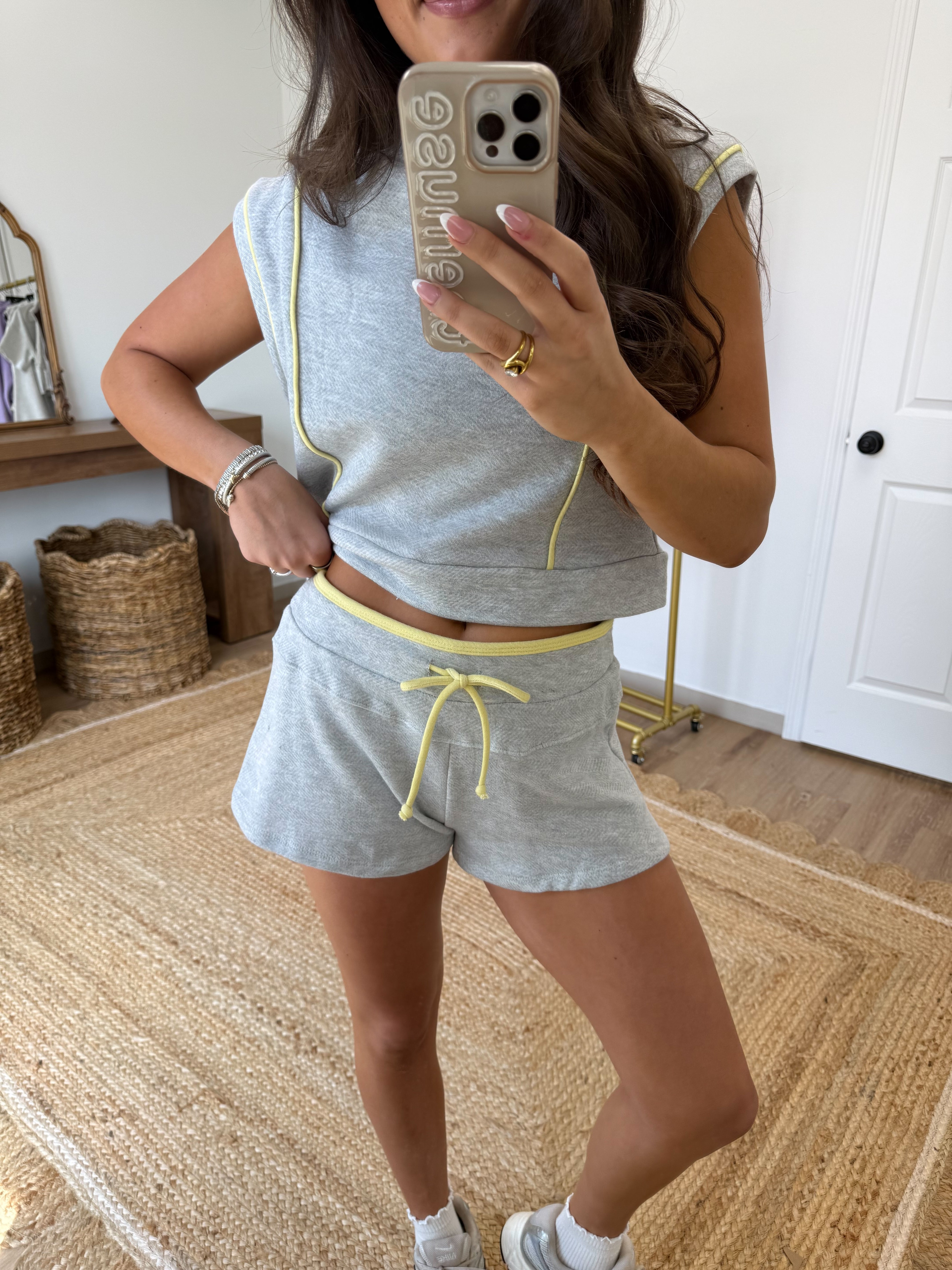 Lime Line Terry Mockneck Set