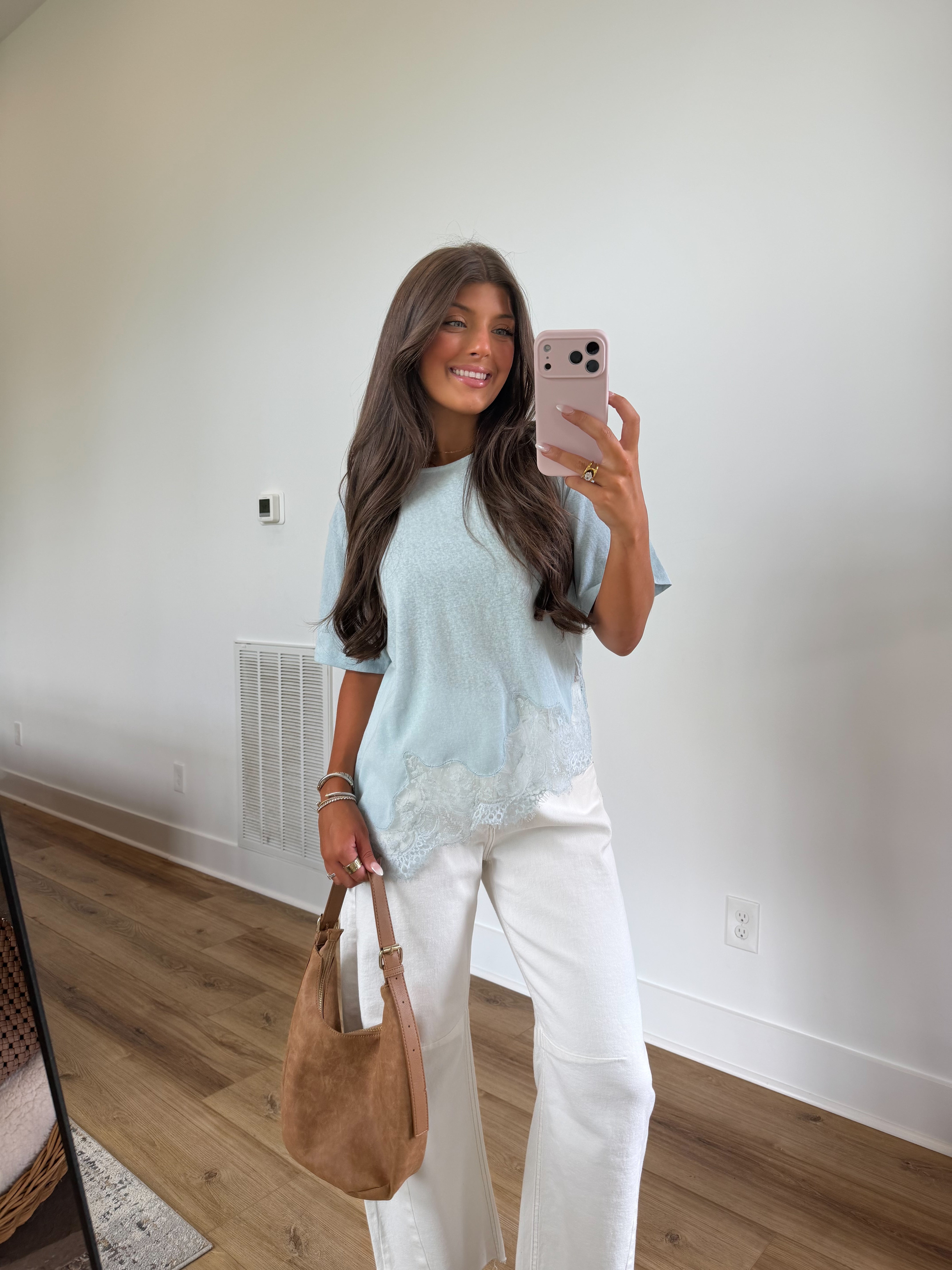 Margot Lace Tee (Powder Blue)