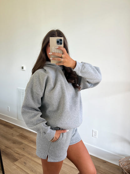 Grey Fleece Shorts Set