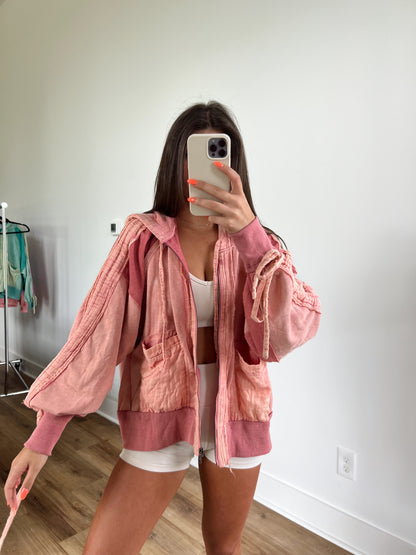 Rose Washed Zip-Up Jacket