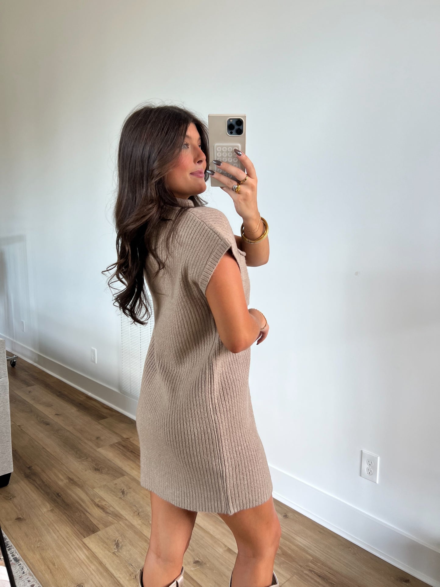 Mocha Mock Neck Sweater Dress (Restock)