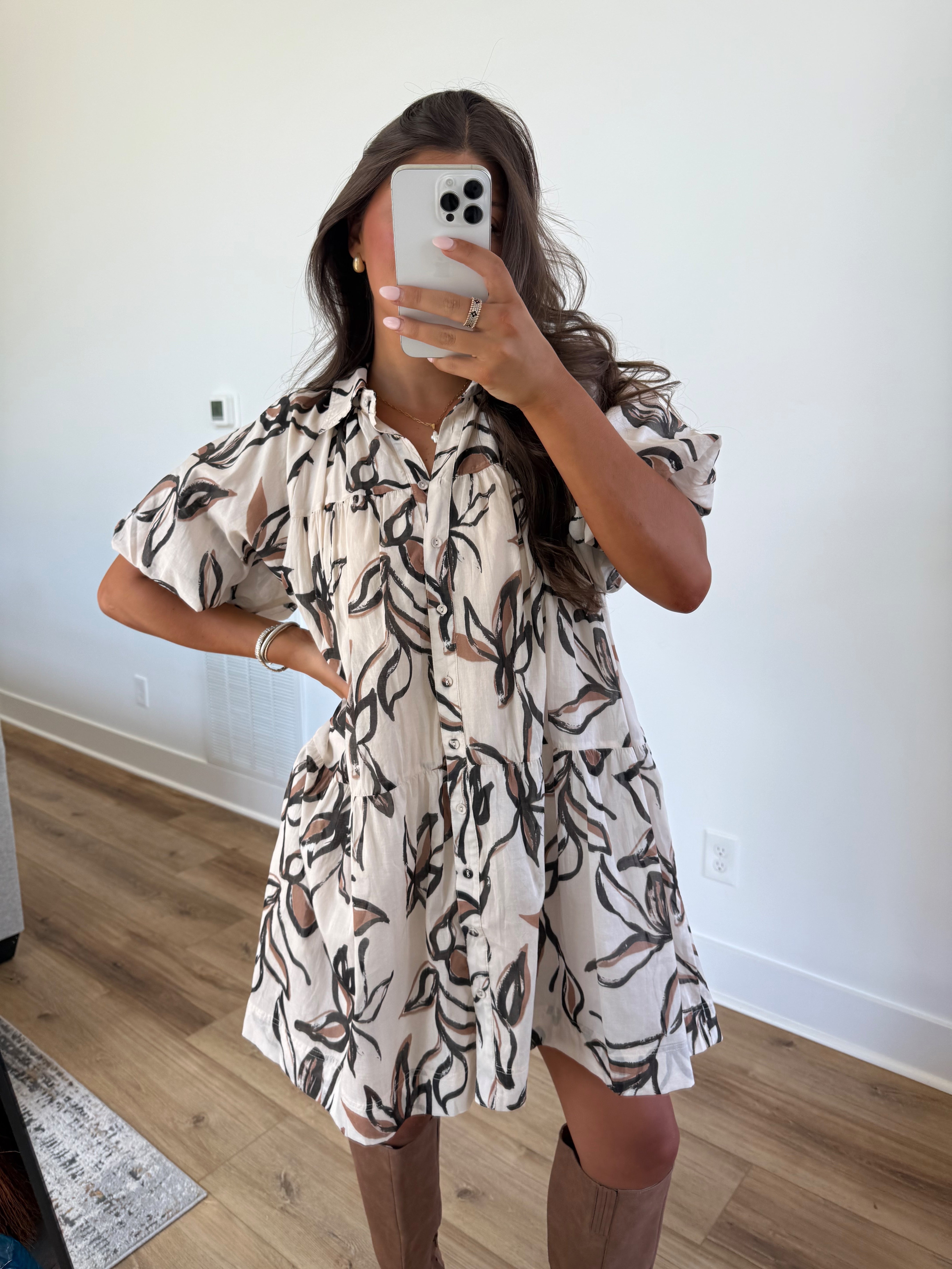 Cinnamon Leafs Mini Dress