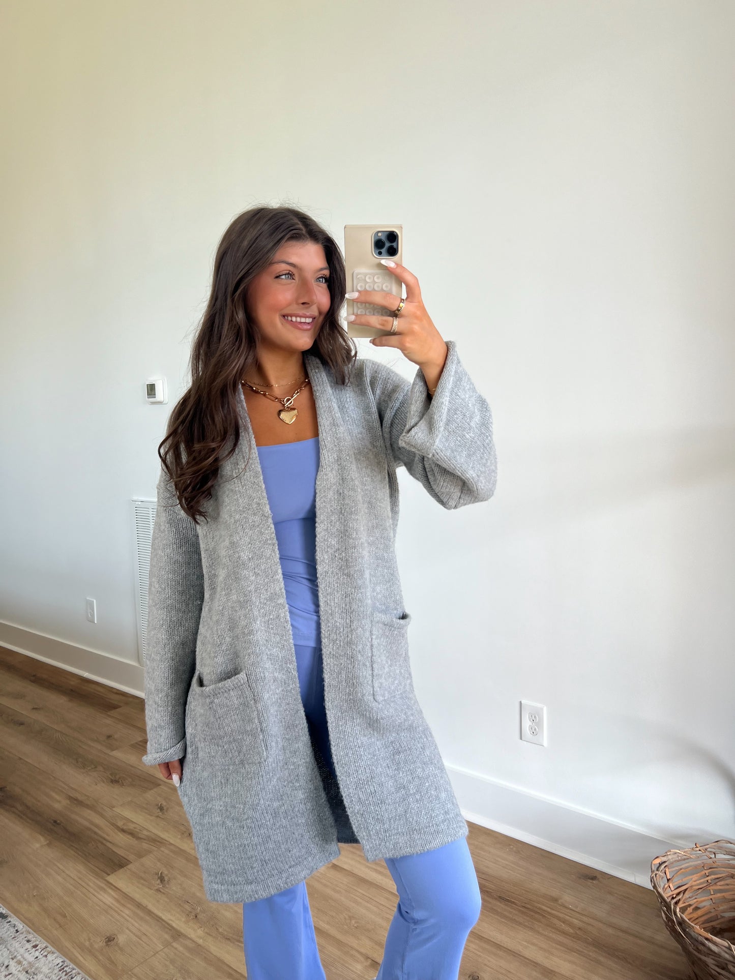 Grey Rolled Edge Cardigan