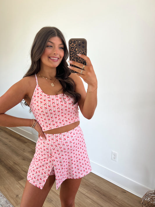 Cherry Gingham Raceback Tank