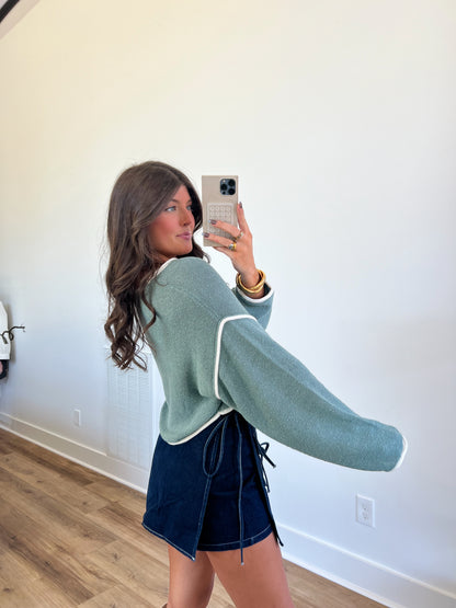 Green Boat Neck Sweater