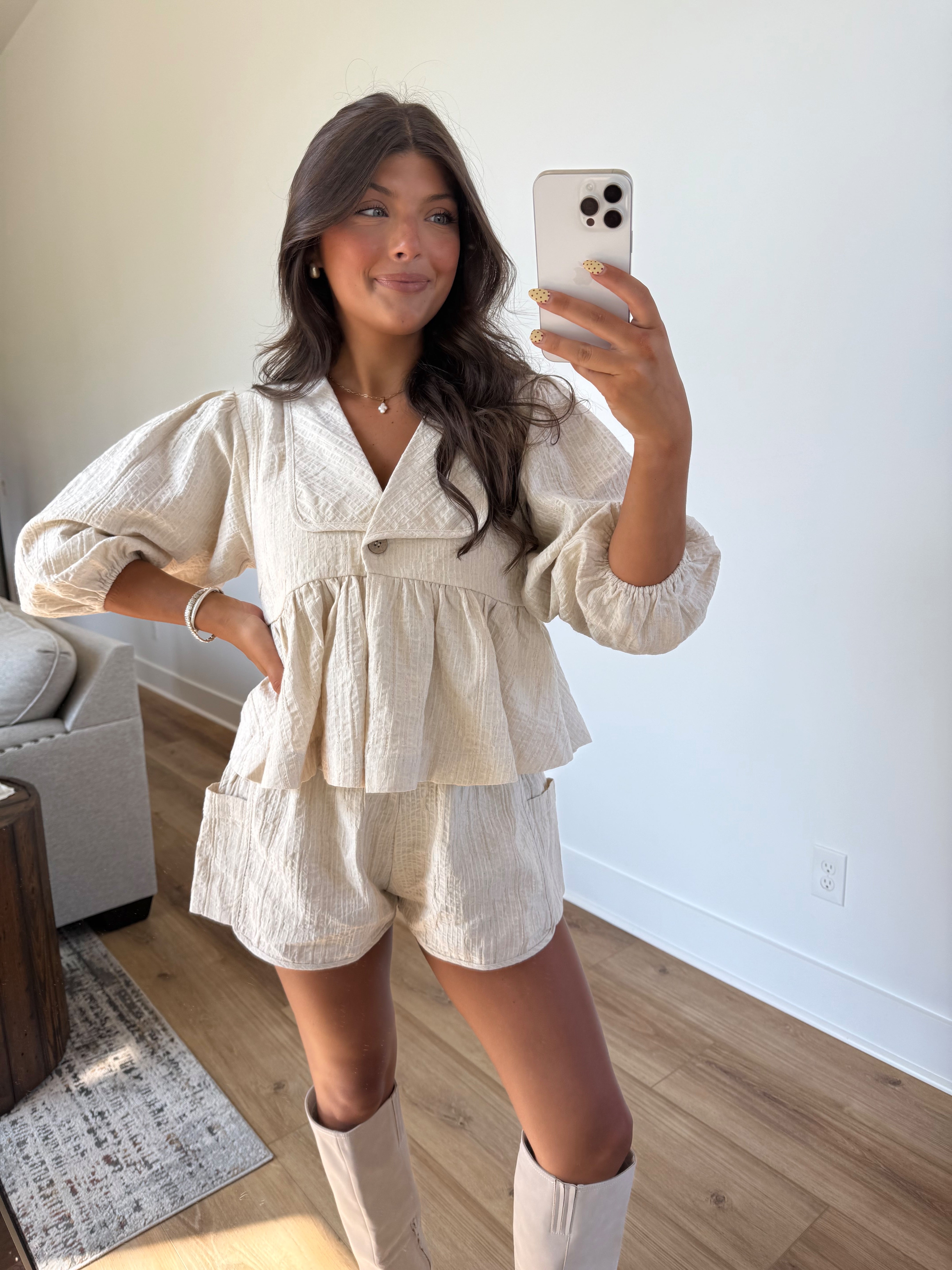 Cream Peplum Set