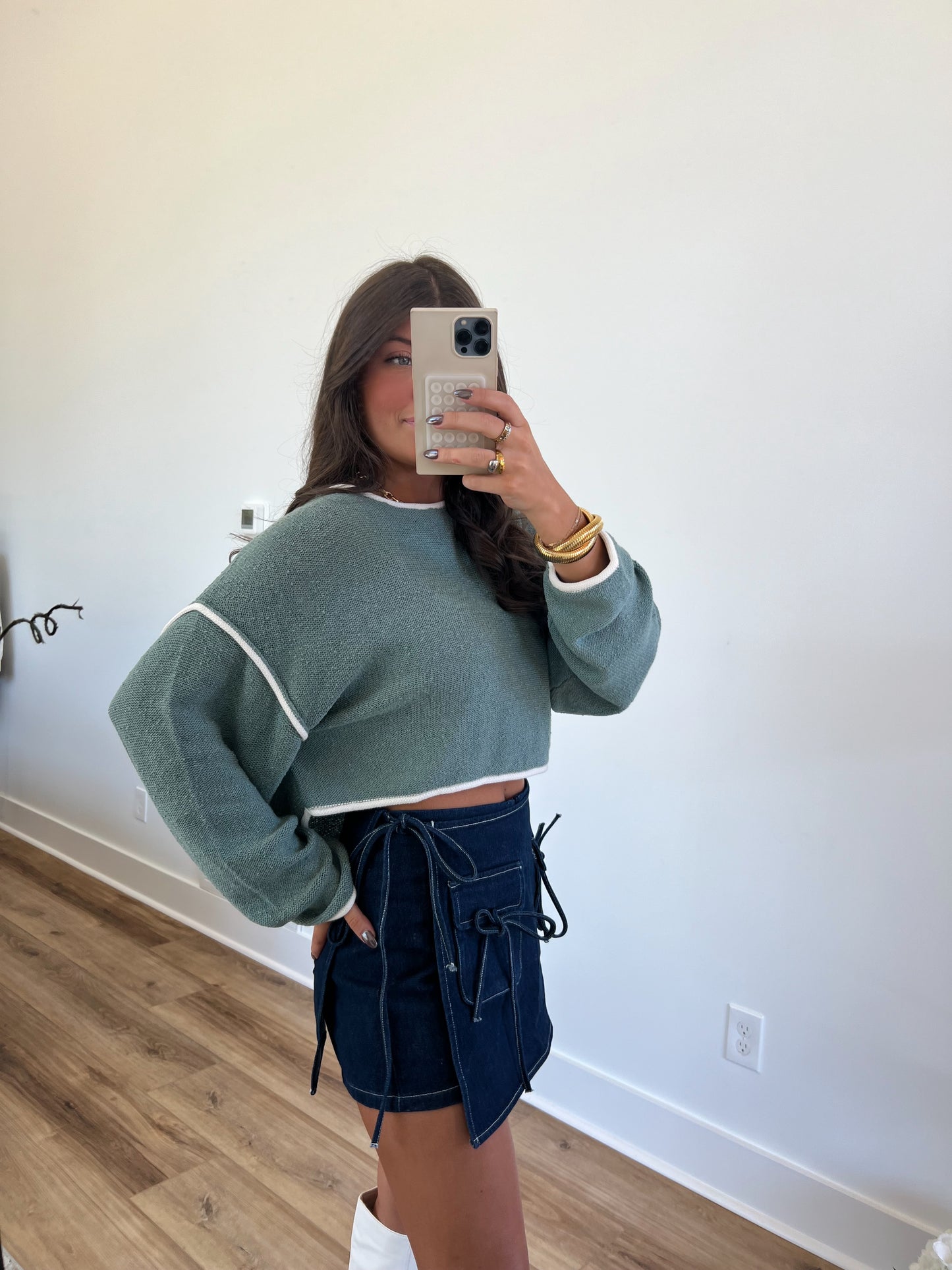 Green Boat Neck Sweater