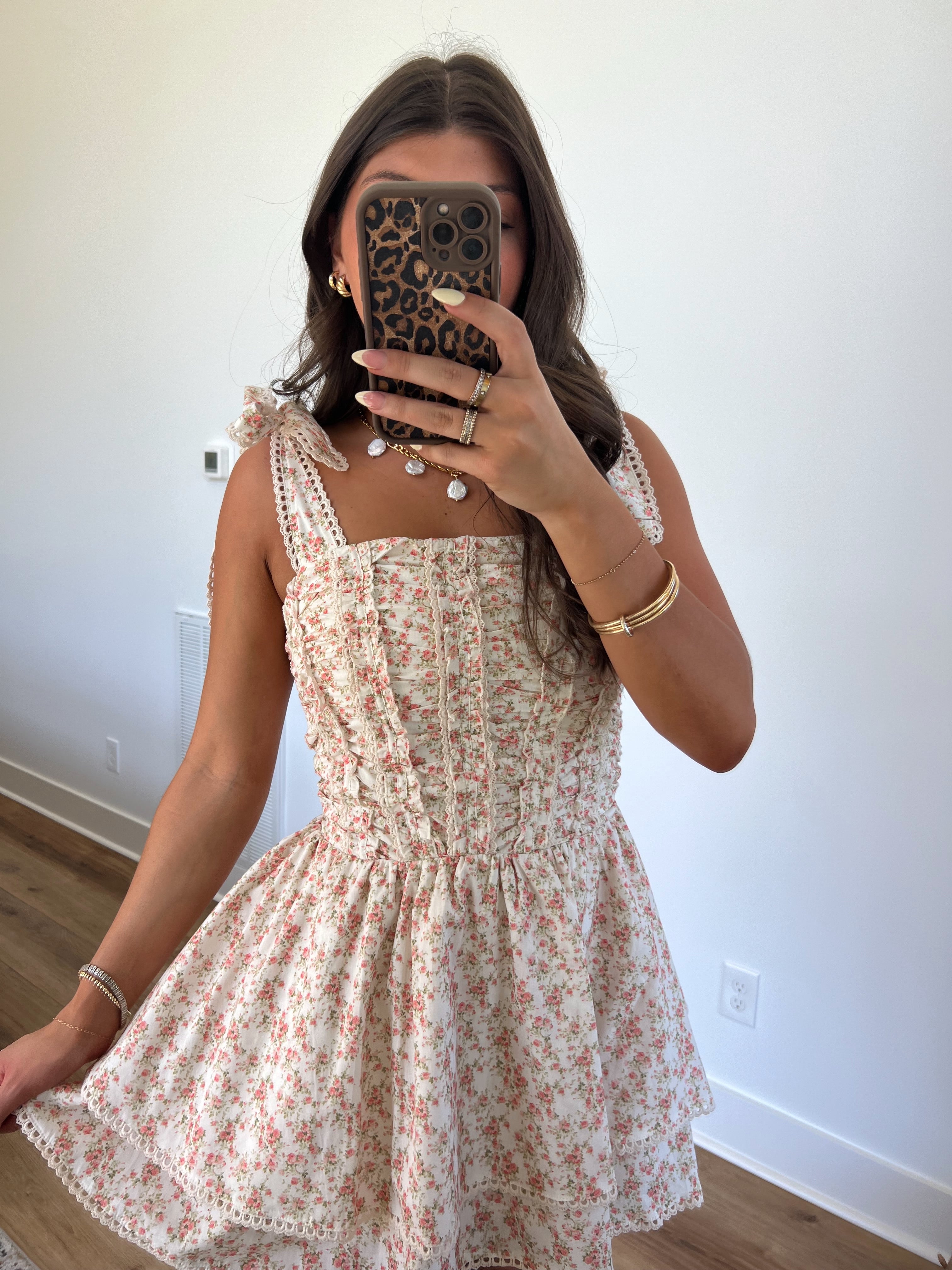 Vintage Core Mini Dress (Cream)
