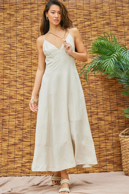 Beige Open Back Maxi Dress