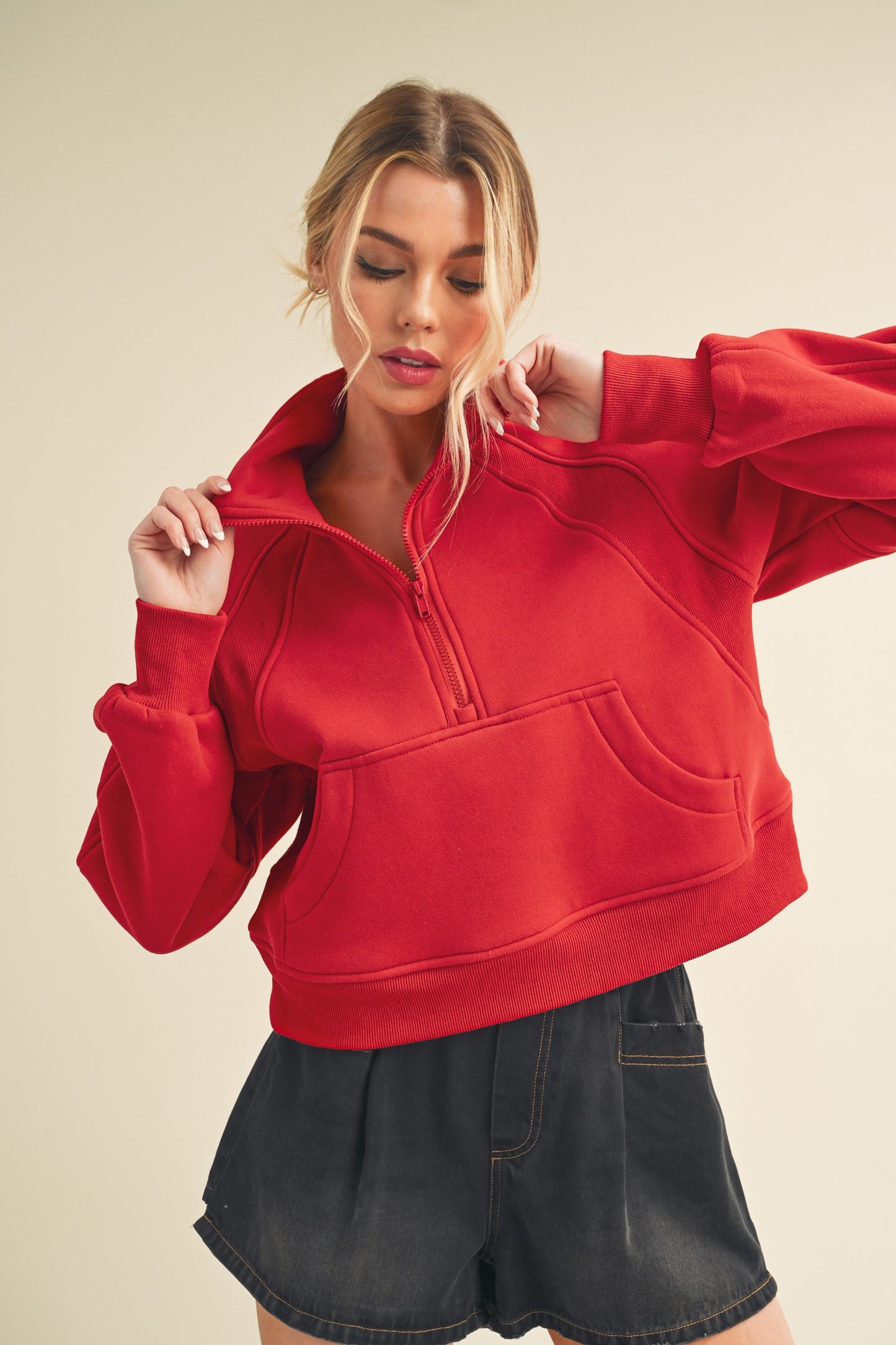 Red Muse Scuba Quarter Zip Pullover