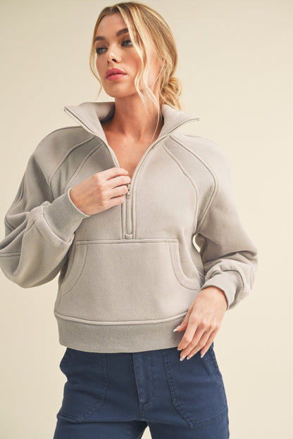 Cement Grey Muse Scuba Quarter Zip Pullover