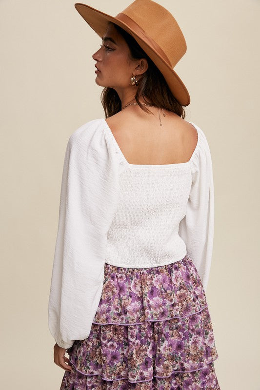 Square Neck Puff Sleeve Top