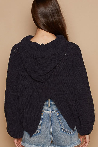 Navy Back Slit Sweater